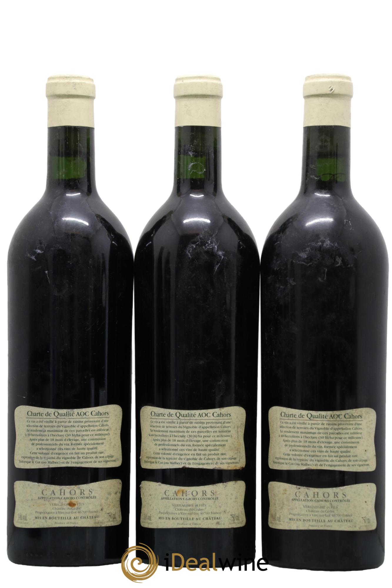 Cahors Château du Cèdre Cuvée Le Cèdre Pascal et Jean-Marc Verhaeghe 2005 - Lot de 3 bouteilles - 1