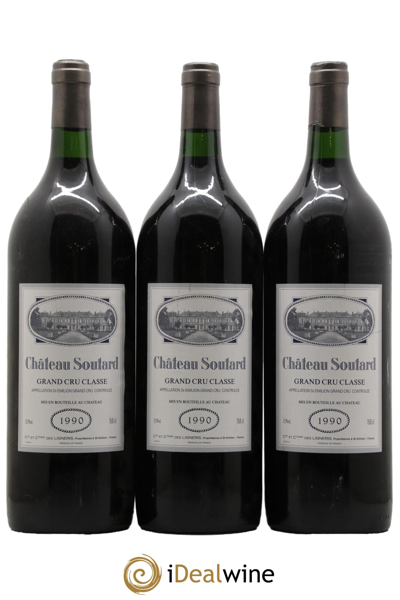 Château Soutard Grand Cru Classé 1990 - Lot of 3 magnums - 0