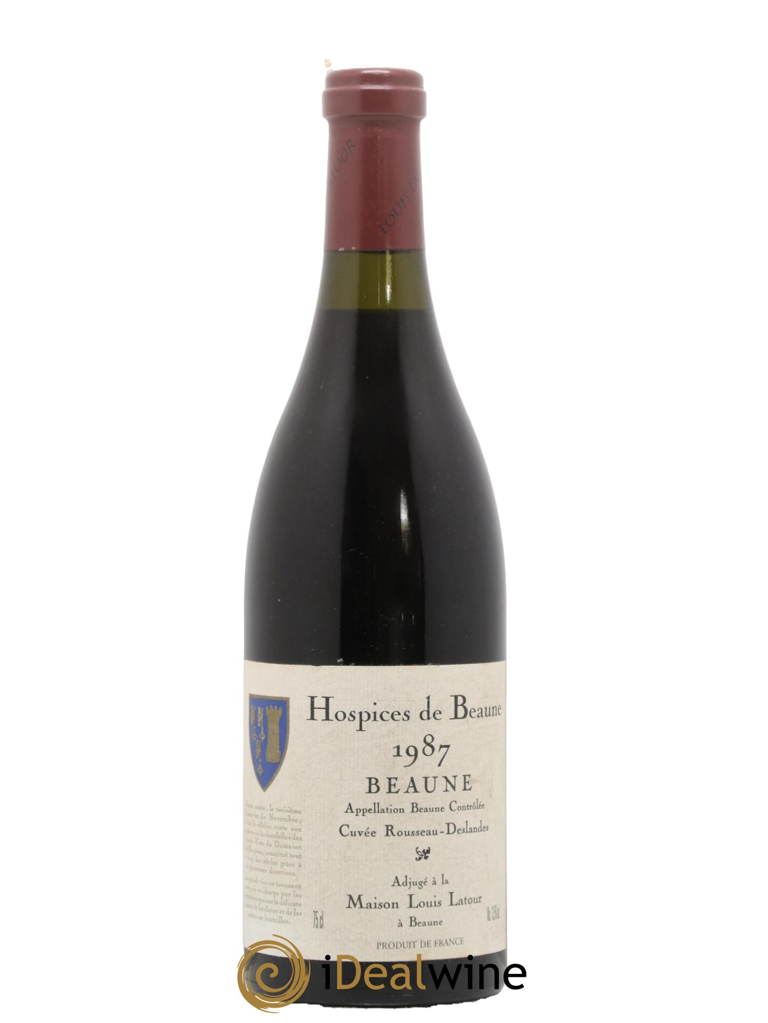 Beaune 1er Cru Cuvée Rousseau-Deslandes Hospices de Beaune Louis Latour 1987 - Lot de 1 bouteille - 0