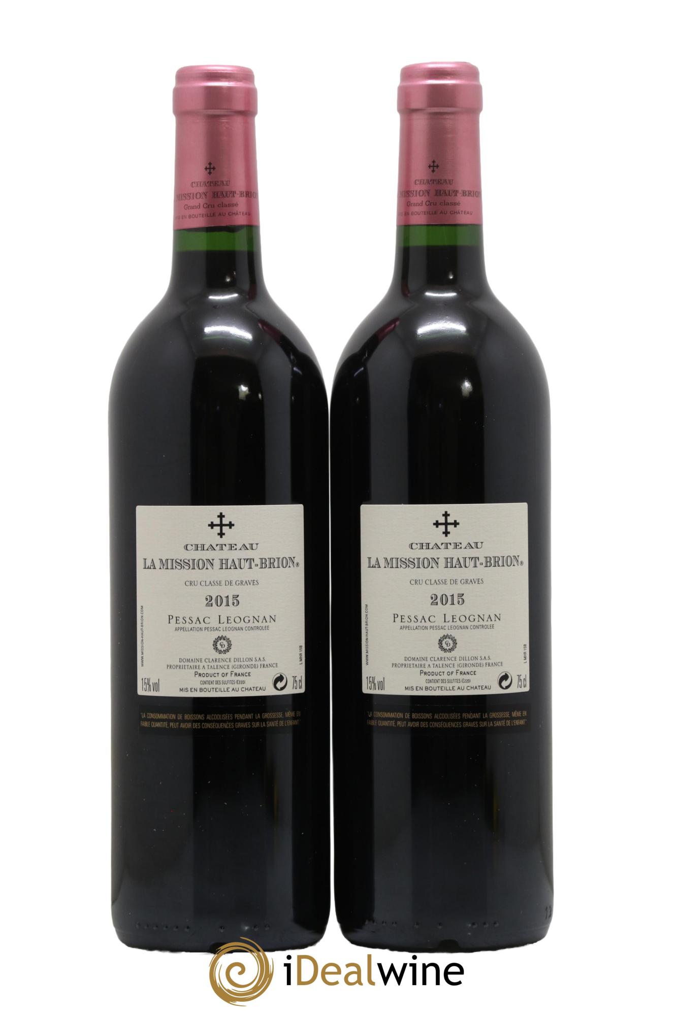 Château la Mission Haut-Brion Cru Classé de Graves 2015 - Posten von 2 Flaschen - 1