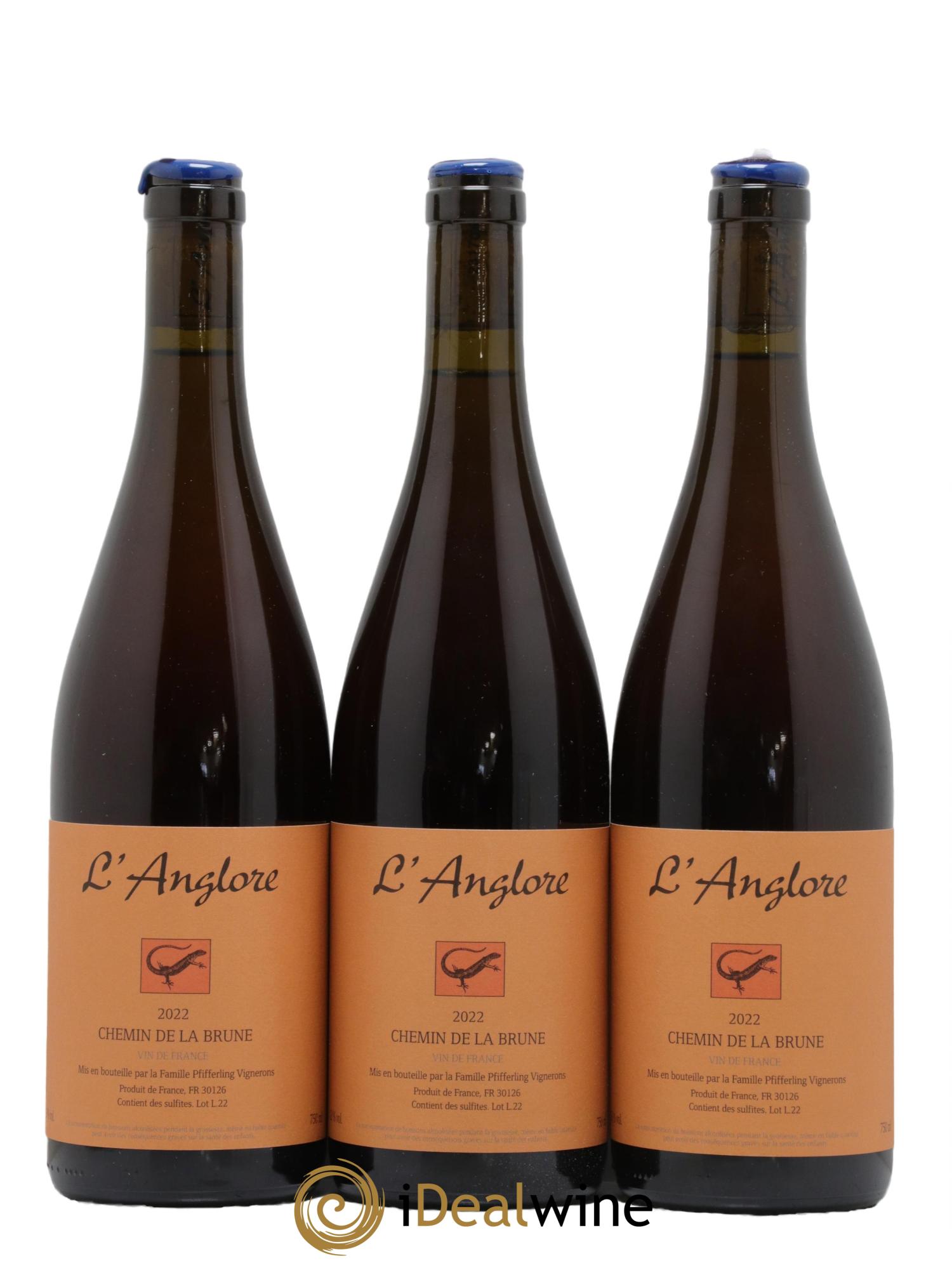 Vin de France Chemin de la brune L'Anglore  2022 - Lot of 3 bottles - 0