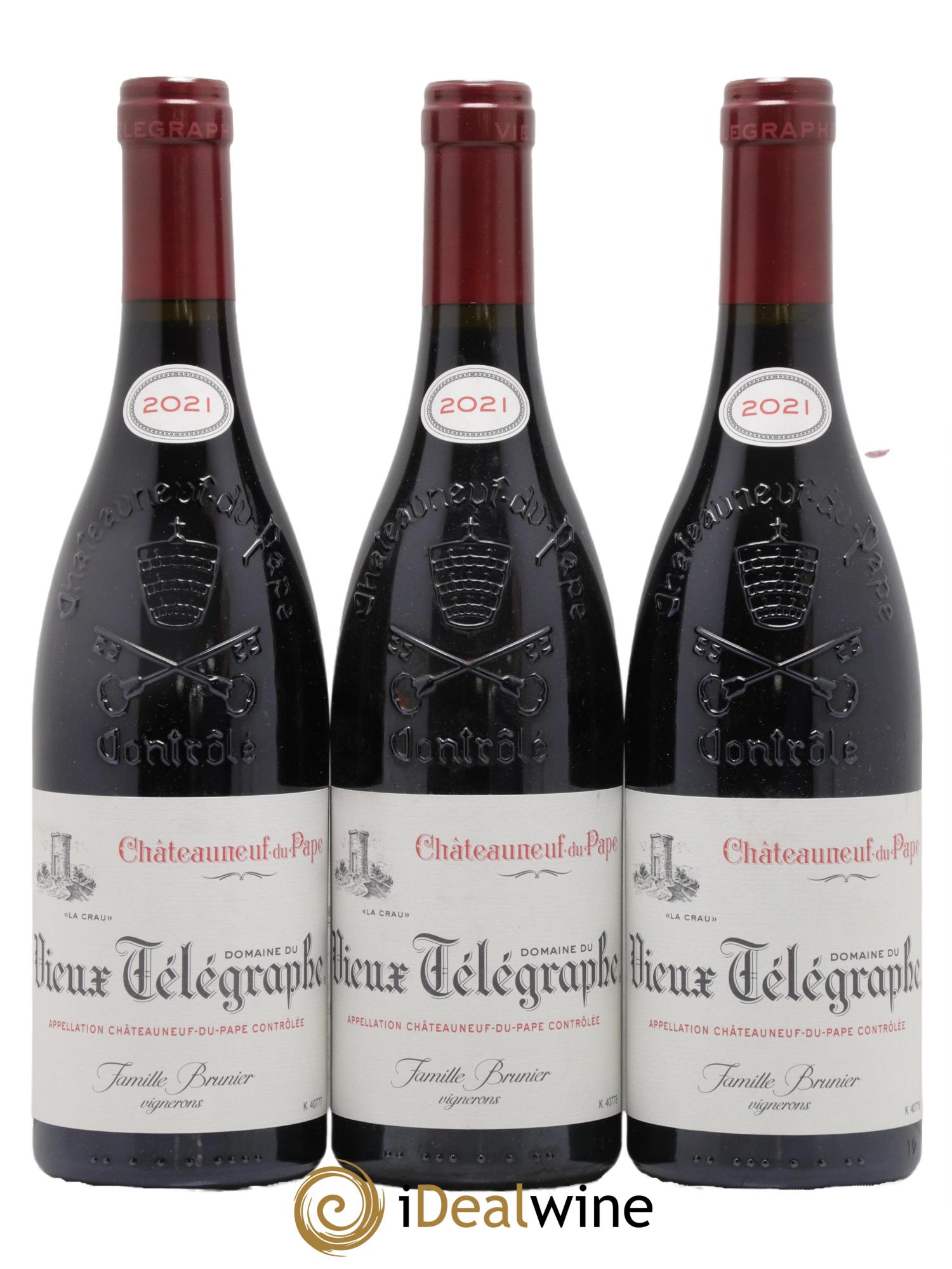 Châteauneuf-du-Pape Vieux Télégraphe (Domaine du) Vignobles Brunier 2021 - Lot de 3 bouteilles - 0