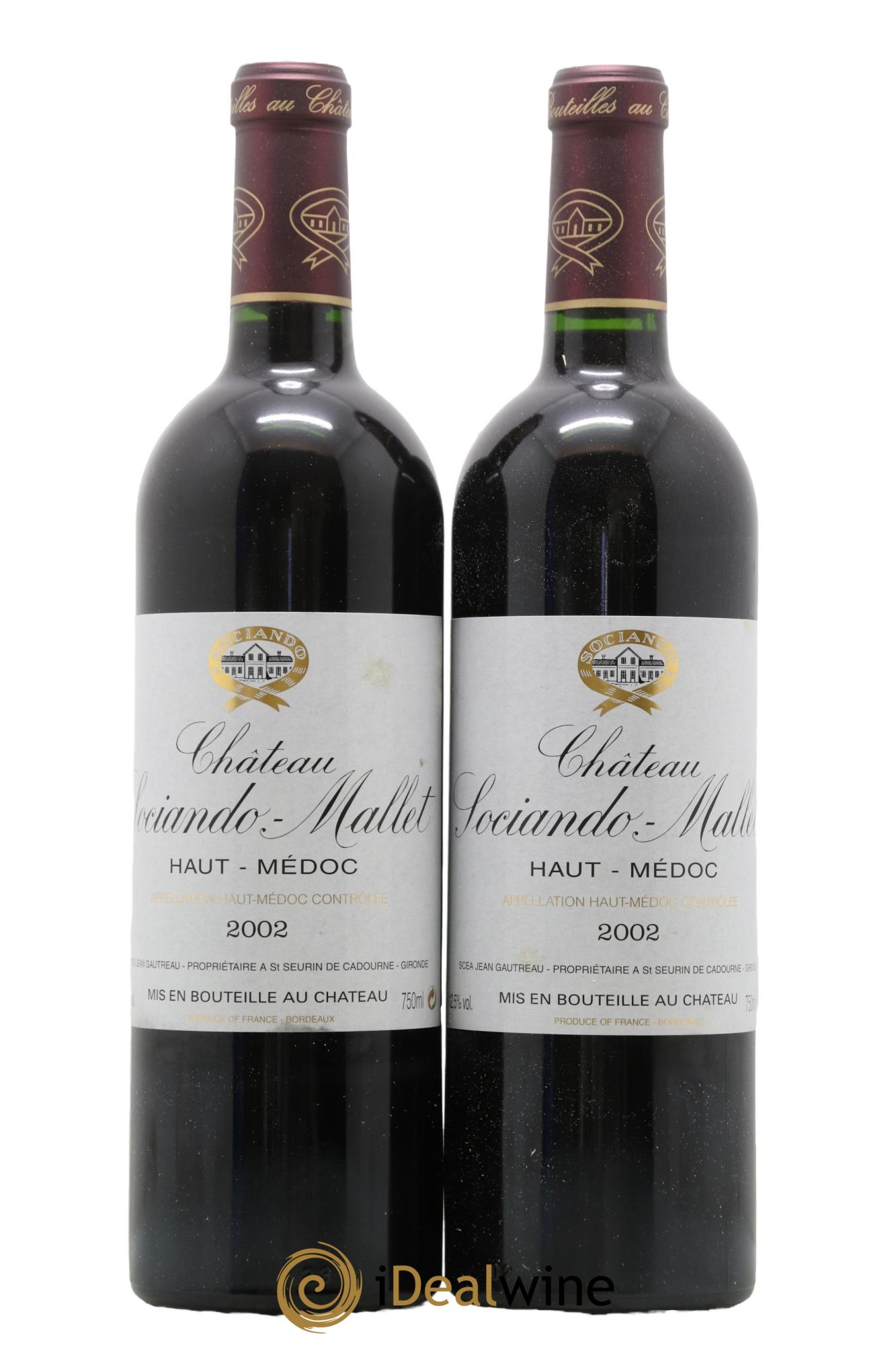 Château Sociando Mallet 2002 - Lot de 2 bouteilles - 0