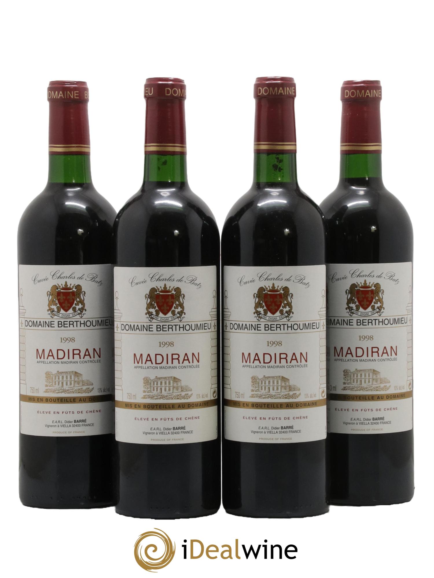 Madiran Cuvée Charles de Batz Domaine Berthoumieu 1998 - Lotto di 4 bottiglie - 0