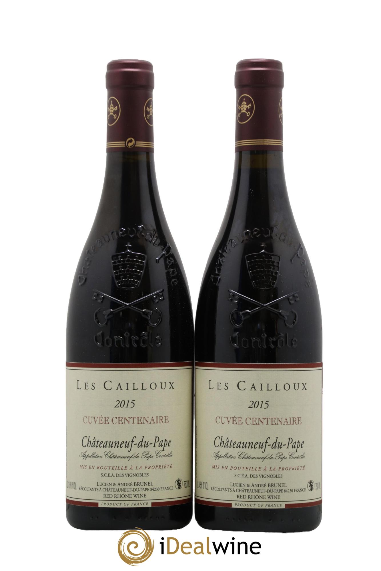 Châteauneuf-du-Pape Les Cailloux Cuvée Centenaire André Brunel 2015 - Lotto di 2 bottiglie - 0