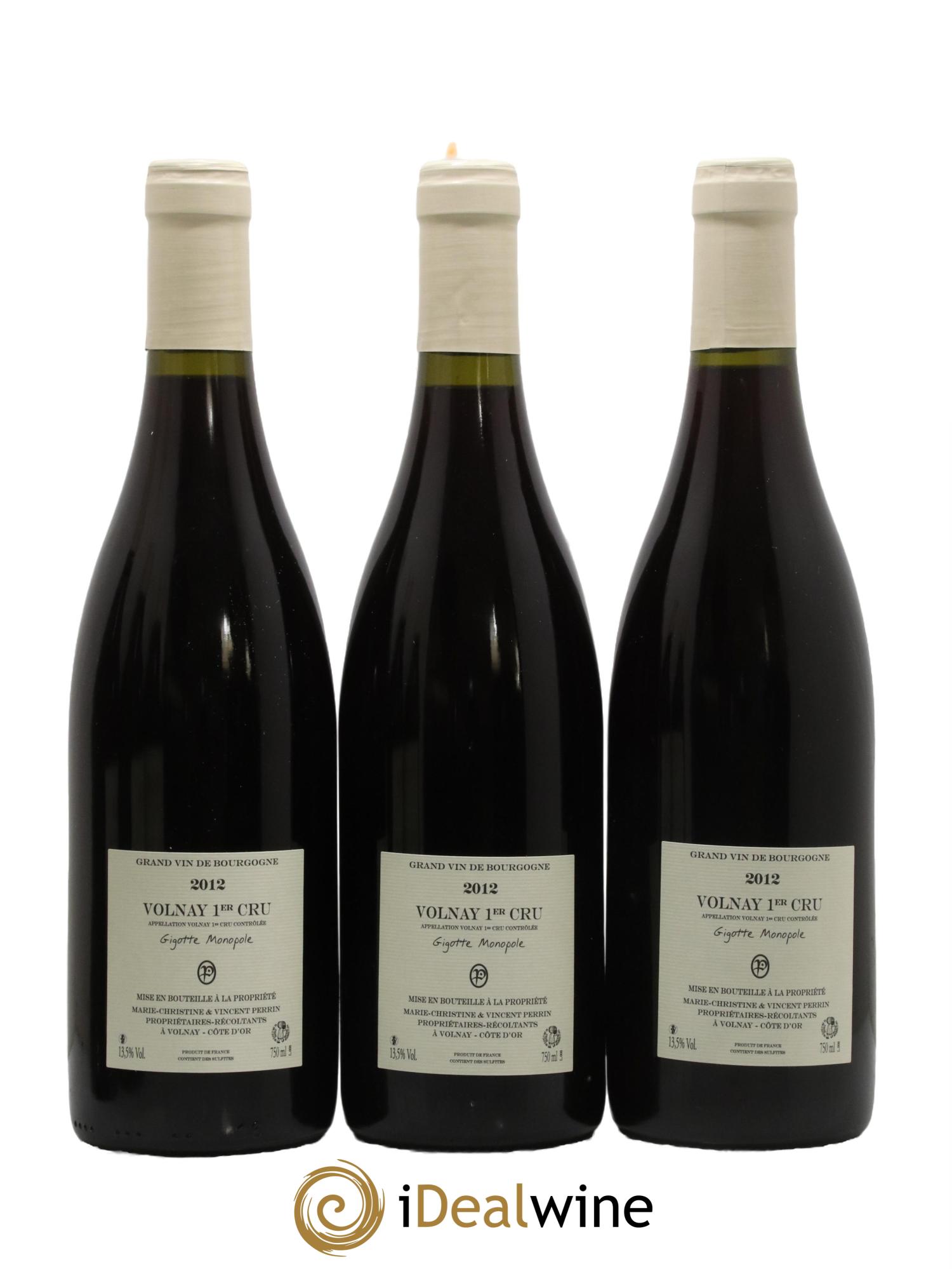 Volnay 1er Cru La Gigotte Domaine Perrin 2012 - Lot de 3 bouteilles - 1