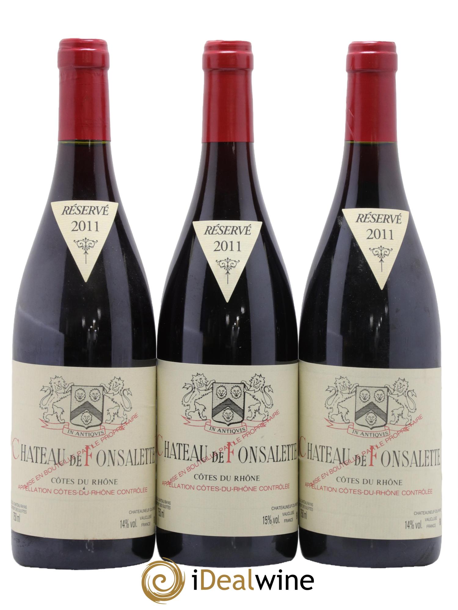 Côtes du Rhône Château de Fonsalette Emmanuel Reynaud 2011 - Lot of 3 bottles - 0