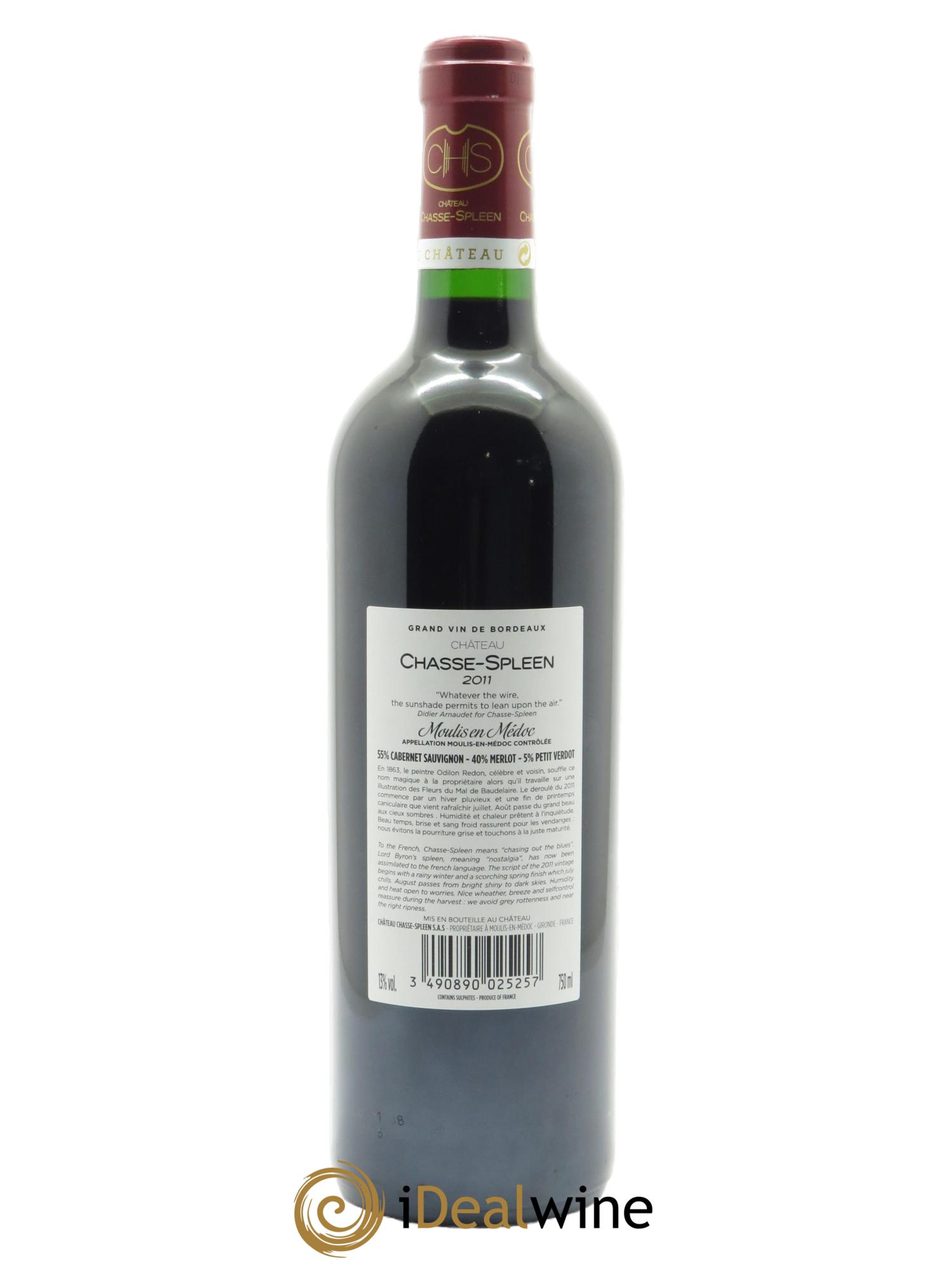 Château Chasse Spleen (CBO à partir de 12 bts) 2011 - Lot de 1 bouteille - 1