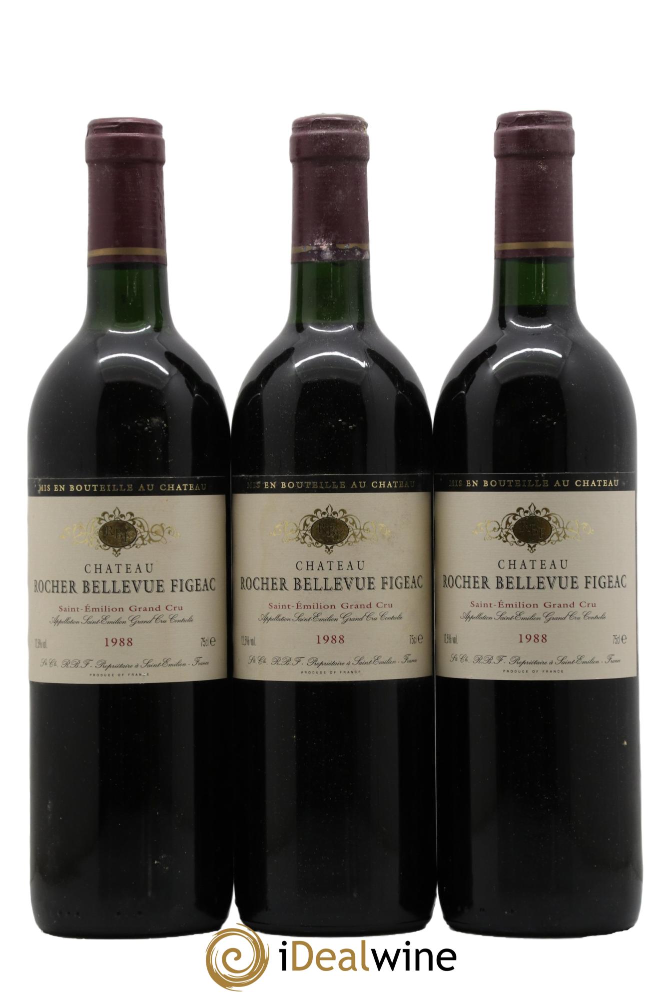 Château Rocher Bellevue Figeac  1988 - Lot de 3 bouteilles - 0