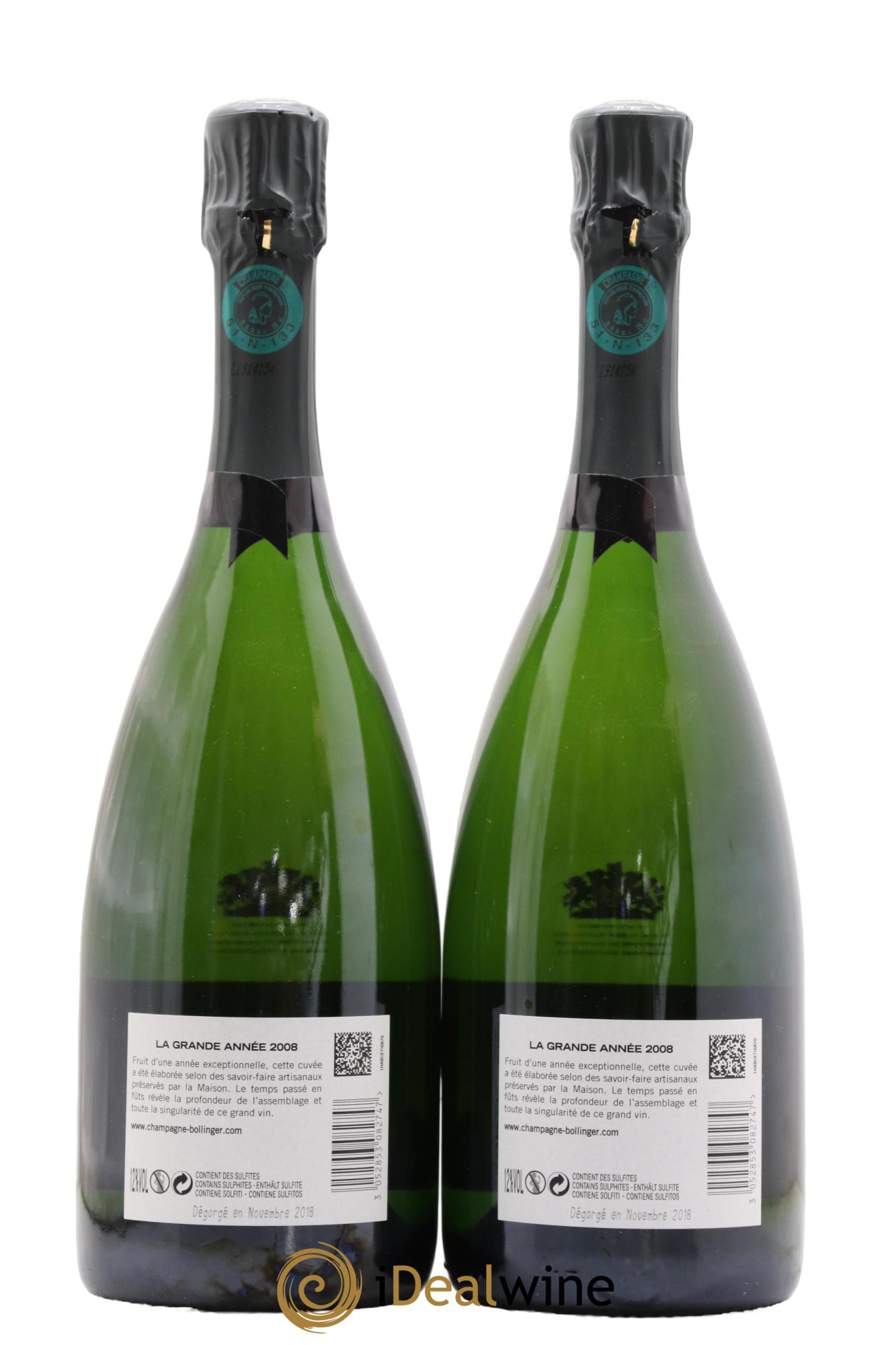 Grande Année Bollinger 2008 - Lot de 2 bouteilles - 1