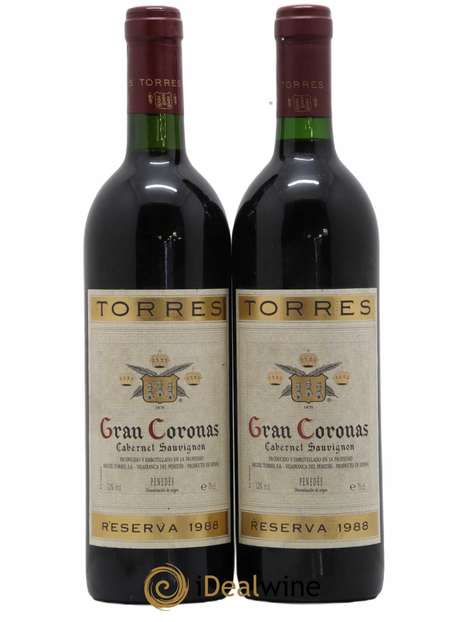 Penedes Gran Coronas Cabernet Sauvignon Reserva Torres 1988 - Lotto di 2 bottiglie - 0