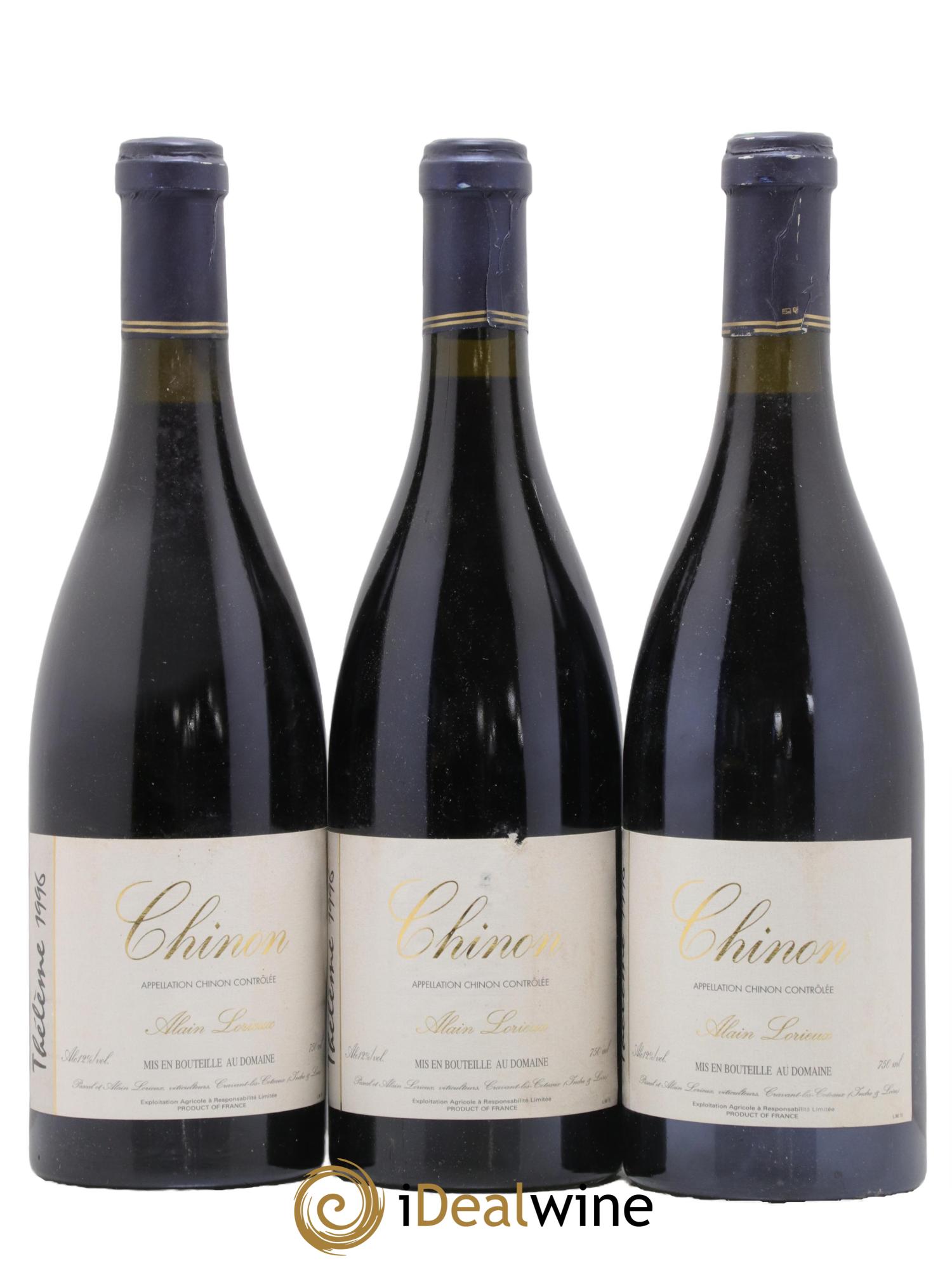 Chinon Thélème Domaine Alain Lorieux 1996 - Lotto di 3 bottiglie - 0