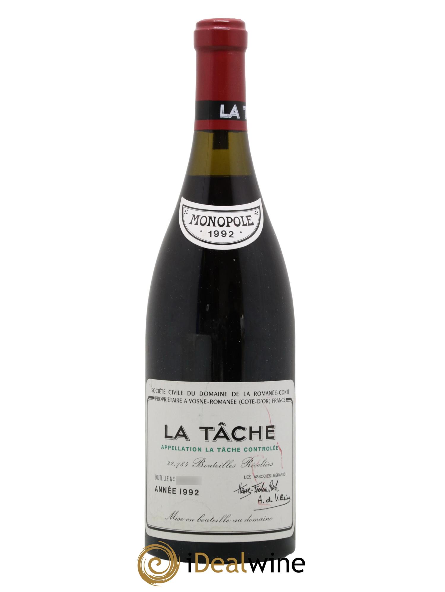 La Tâche Grand Cru Domaine de la Romanée-Conti 1992 - Lot de 1 bouteille - 0