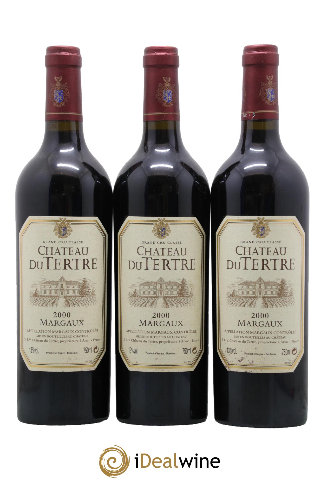 Château du Tertre 5ème Grand Cru Classé 2000 - Lot de 3 bouteilles - 0