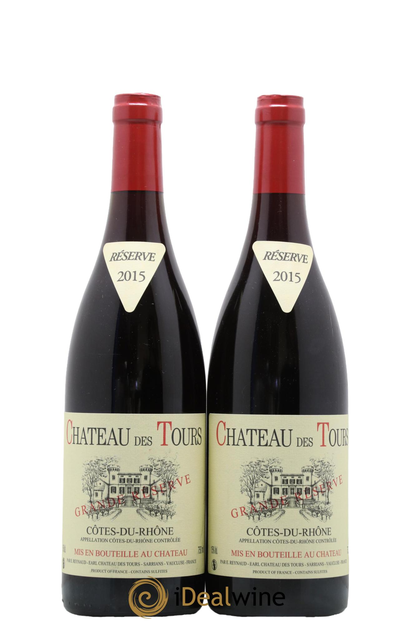 Côtes du Rhône Château des Tours Grande Réserve Emmanuel Reynaud 2015 - Lot of 2 bottles - 0