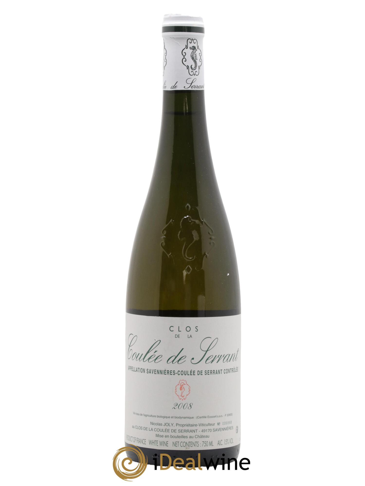 Savennières Clos de la Coulée de Serrant Vignobles de la Coulée de Serrant - Nicolas Joly 2008 - Lot de 1 bouteille - 0