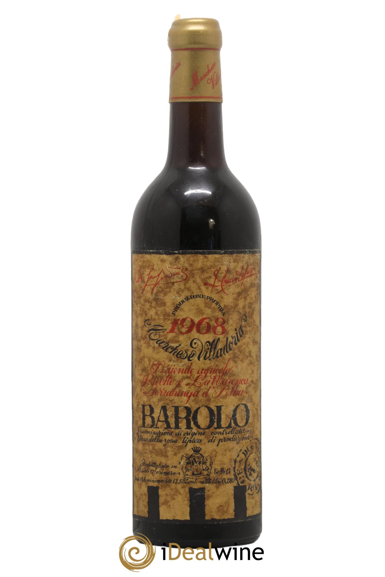 Barolo DOCG Marchesi Villadoria 1968 - Lot de 1 bouteille - 0