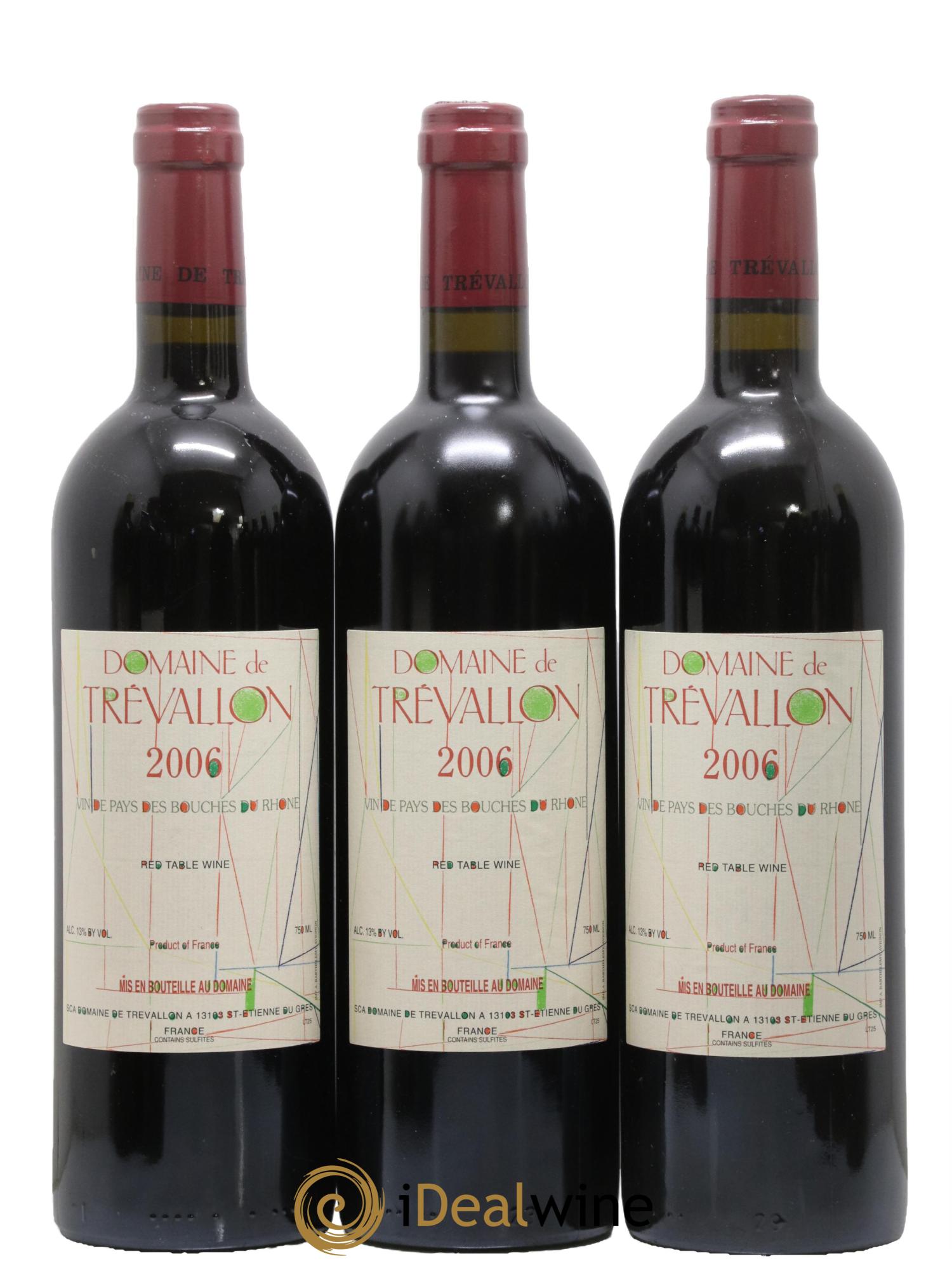 VDP Bouches du Rhône Trévallon (Domaine de) Eloi Dürrbach 2006 - Lot de 3 bouteilles - 0