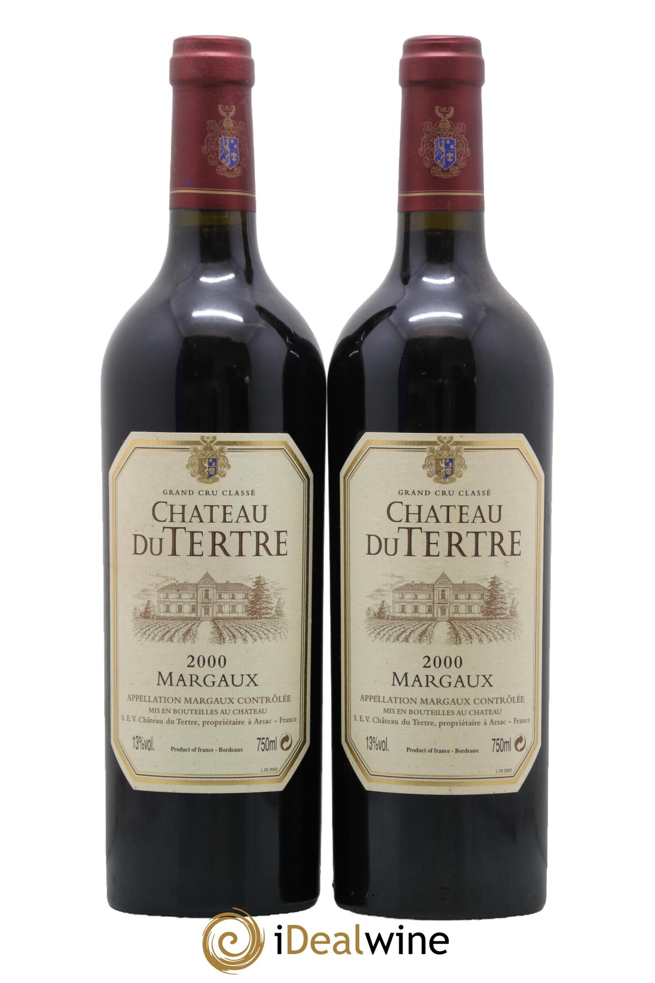 Château du Tertre 5ème Grand Cru Classé 2000 - Lotto di 2 bottiglie - 0