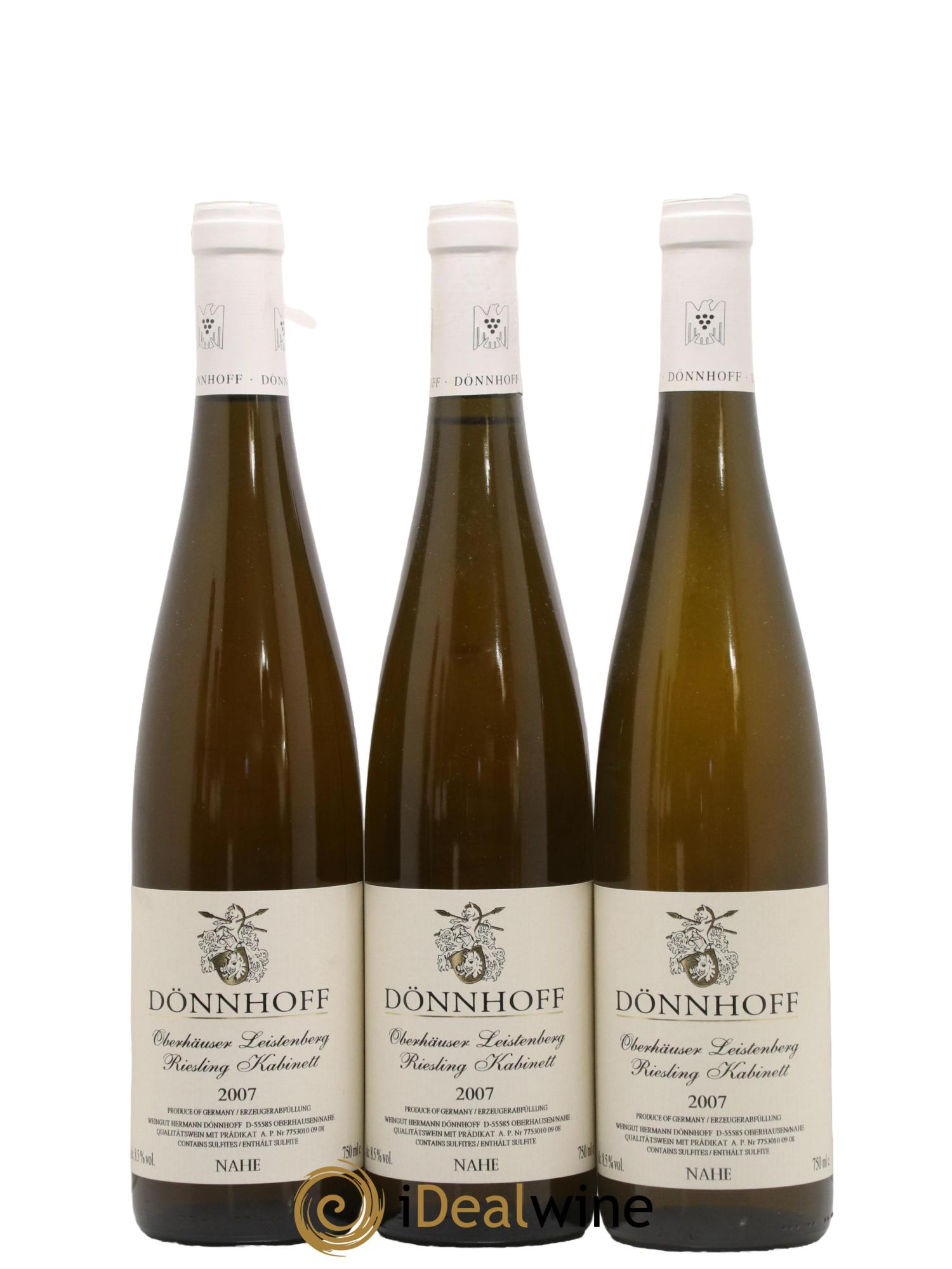 Allemagne Nahe Riesling Dönnhoff Oberhäuser Leistenberg Kabinett 2007 - Lot de 3 bouteilles - 0