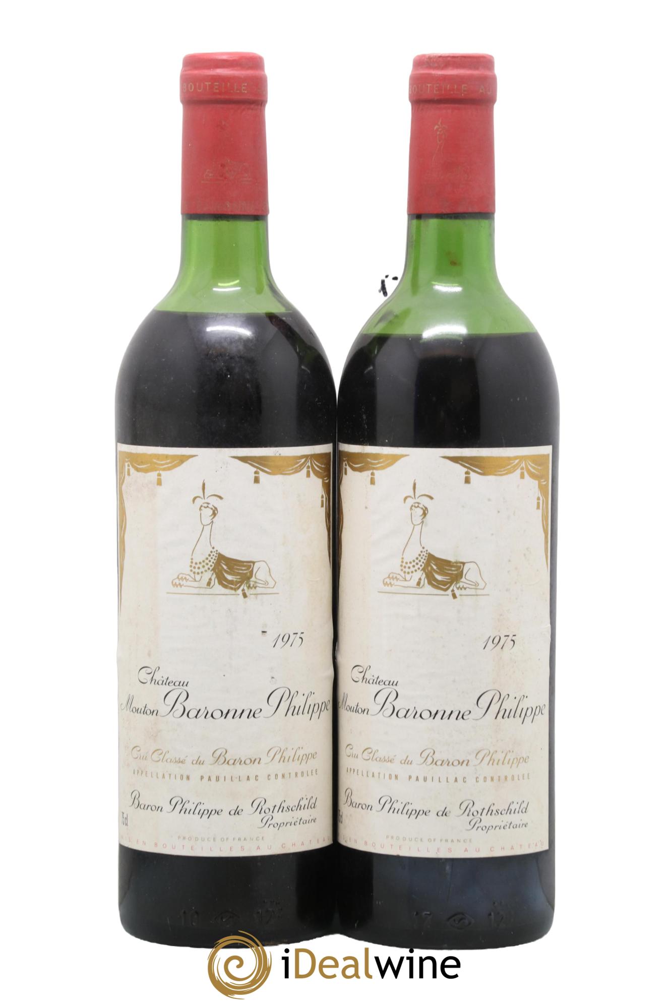 Château d' Armailhac - Mouton Baron(ne) Philippe 5ème Grand Cru Classé 1975 - Posten von 2 Flaschen - 0