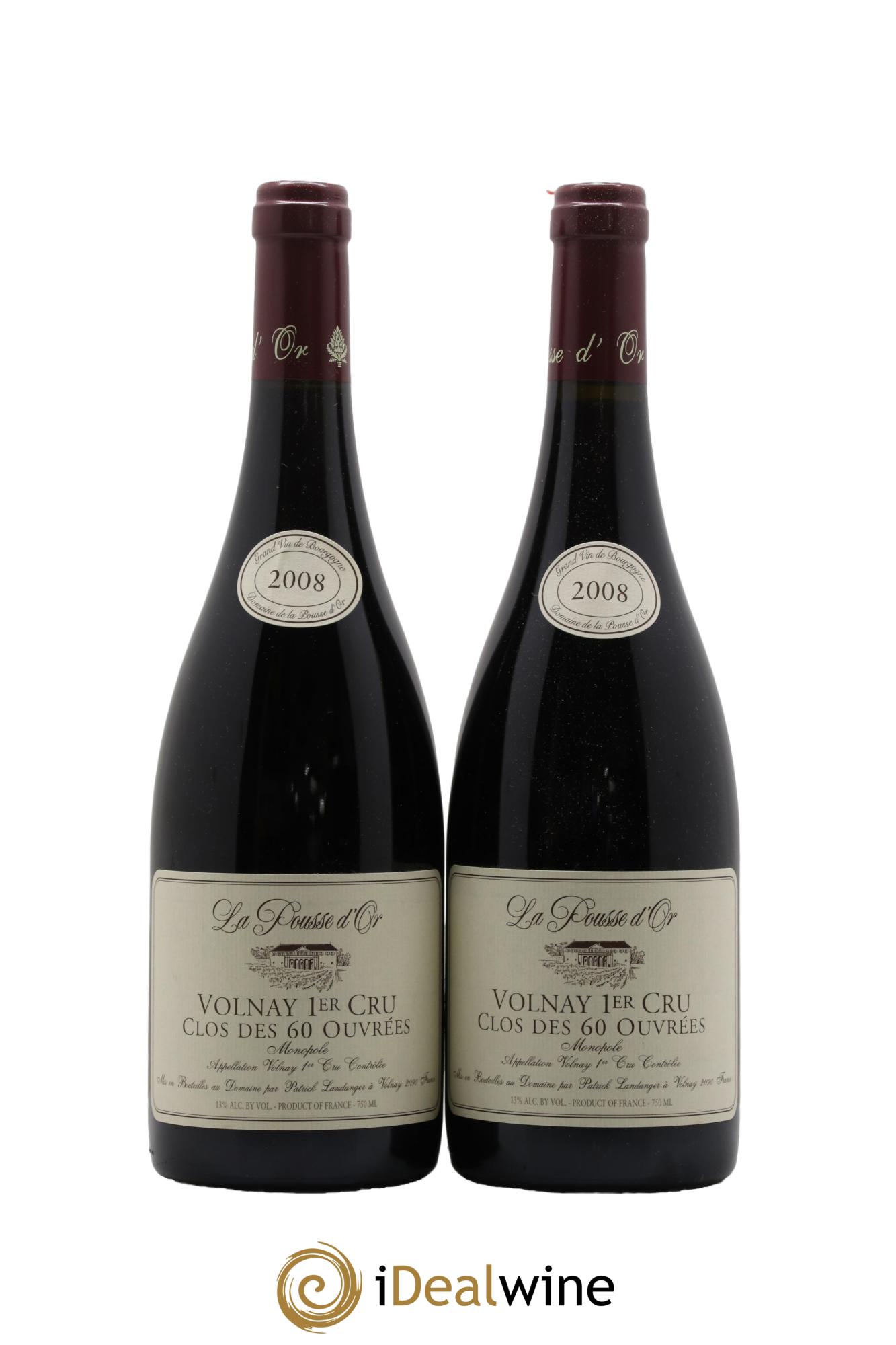 Volnay 1er Cru Clos des 60 ouvrées La Pousse d'Or (Domaine de)  2008 - Posten von 2 Flaschen - 0