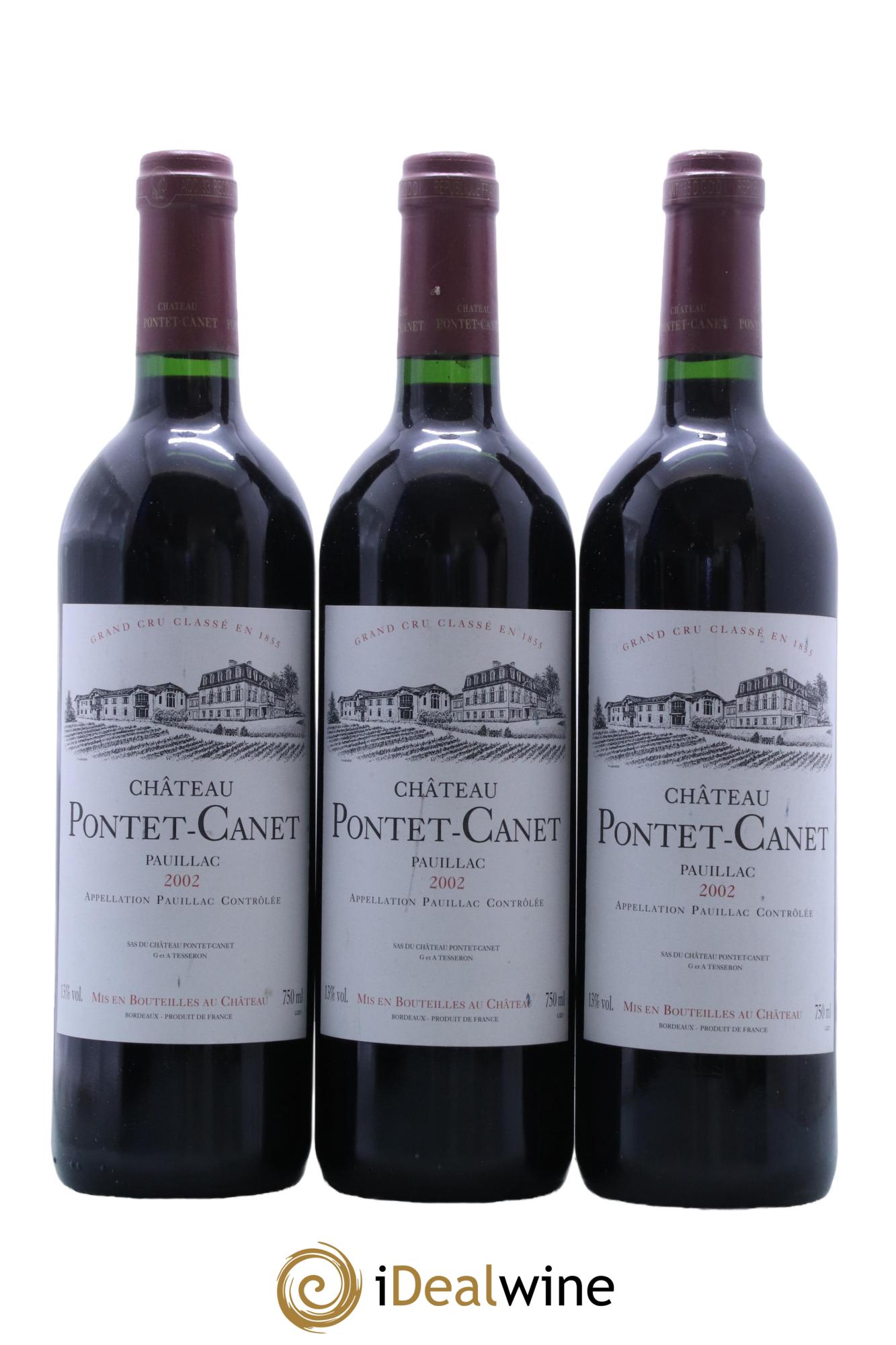 Château Pontet Canet 5ème Grand Cru Classé  2002 - Lot de 3 bouteilles - 0