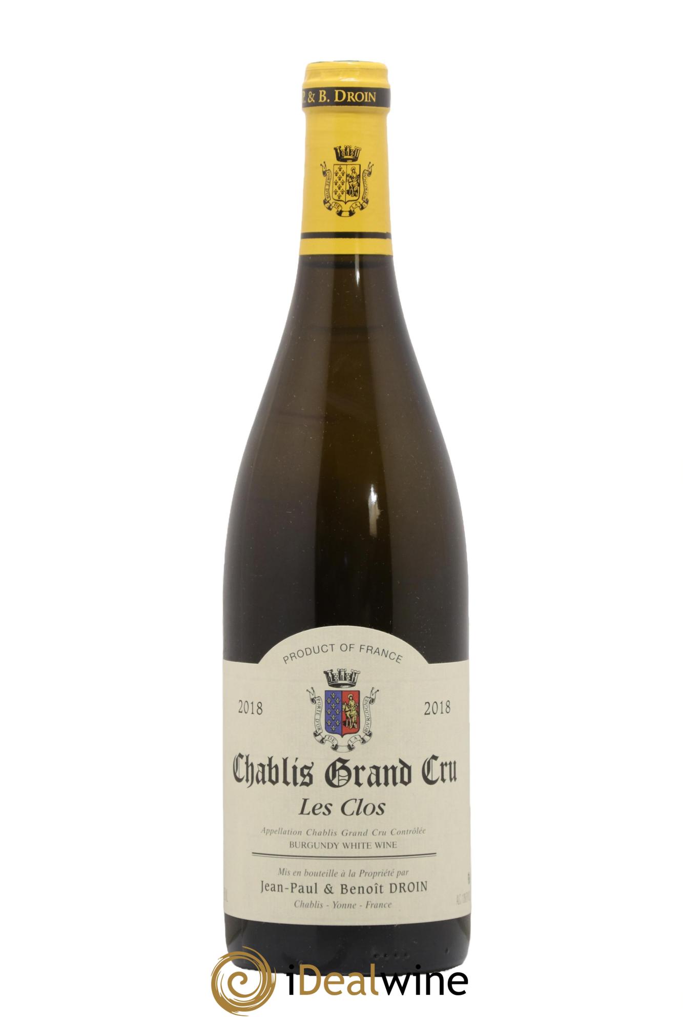 Chablis Grand Cru Les Clos Jean-Paul & Benoît Droin (Domaine) 2018 - Lot de 1 bouteille - 0