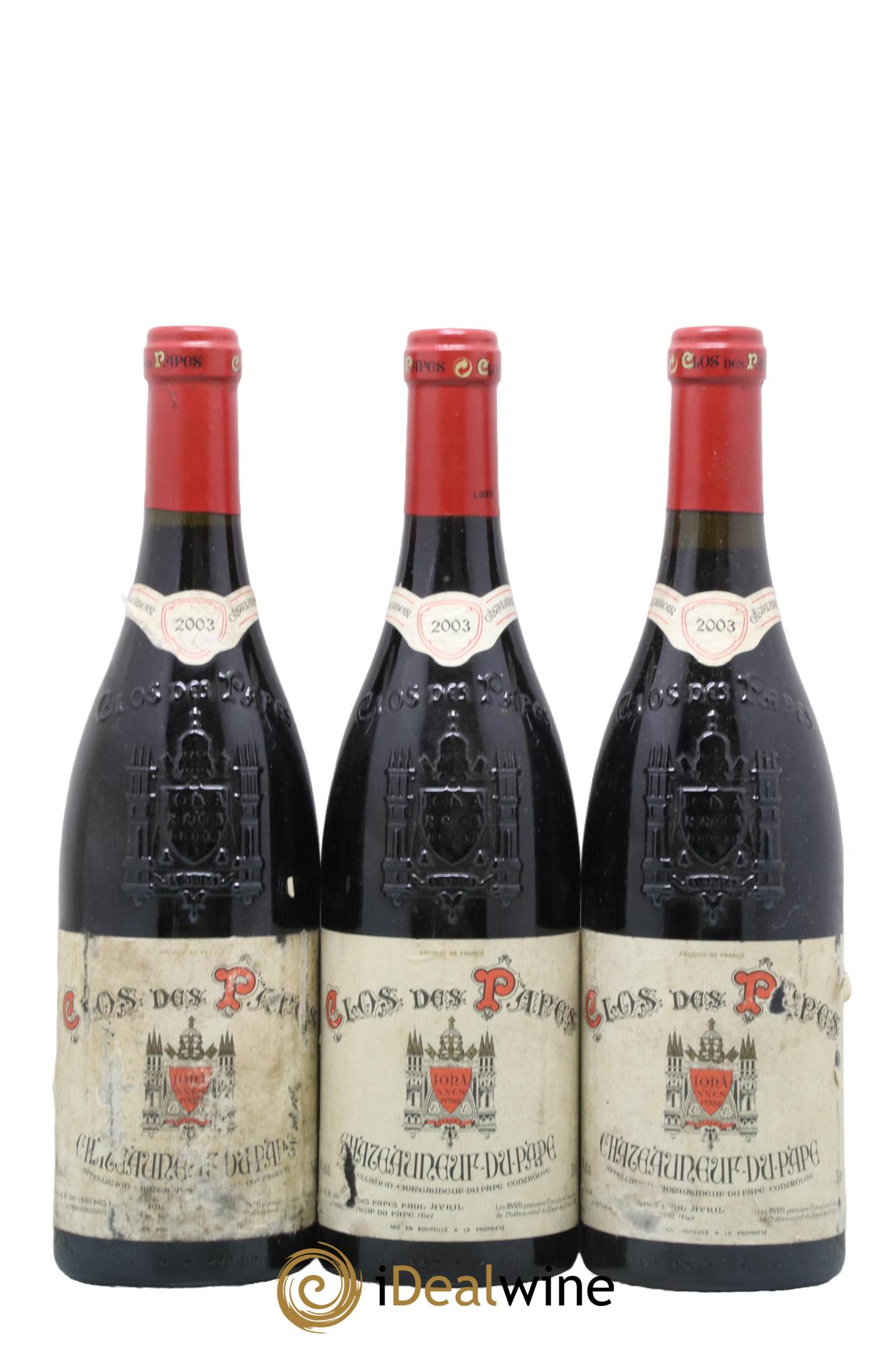 Châteauneuf-du-Pape Clos des Papes - Paul Avril 2003 - Lot of 3 bottles - 0