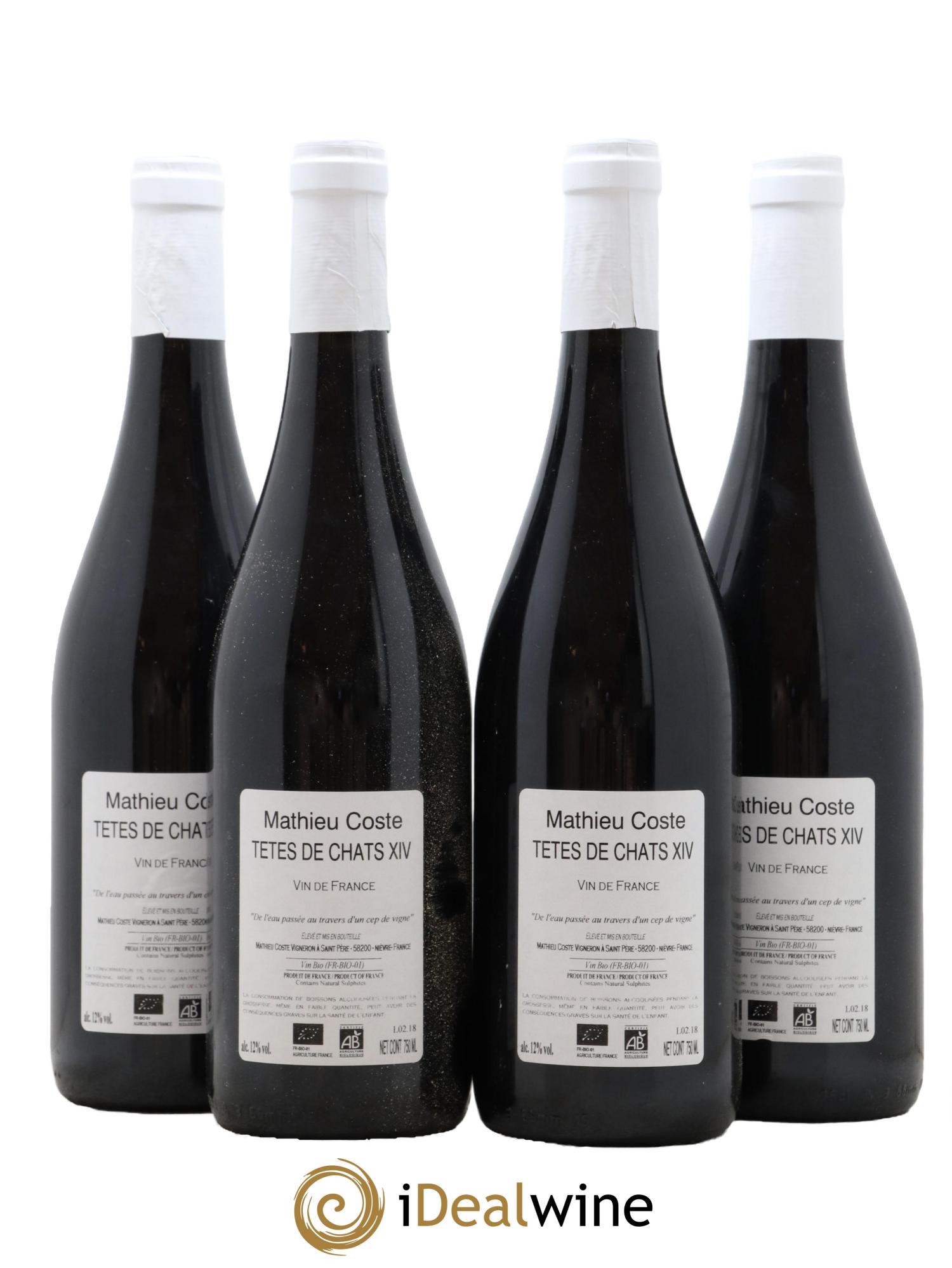 Vin de France Tetes De Chats Mathieu Coste 2014 - Lotto di 4 bottiglie - 1