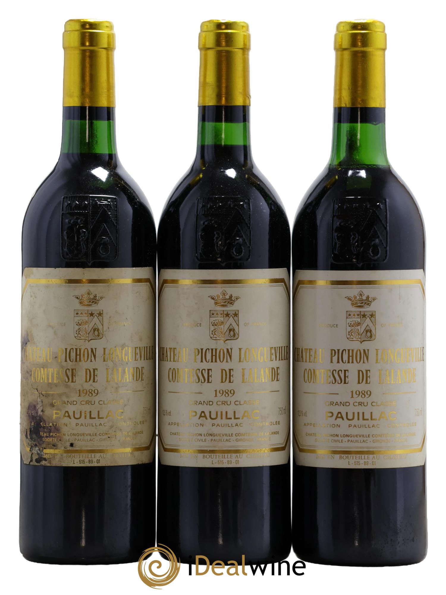 Château Pichon Longueville Comtesse de Lalande 2ème Grand Cru Classé 1989 - Lot de 3 bouteilles - 0