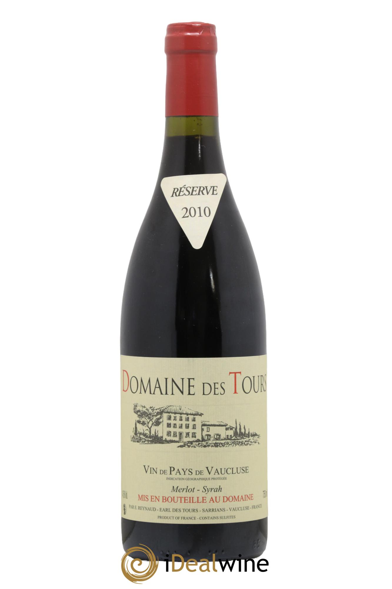 IGP Pays du Vaucluse (Vin de Pays du Vaucluse) Domaine des Tours Merlot-Syrah Emmanuel Reynaud 2010 - Lot de 1 bouteille - 0