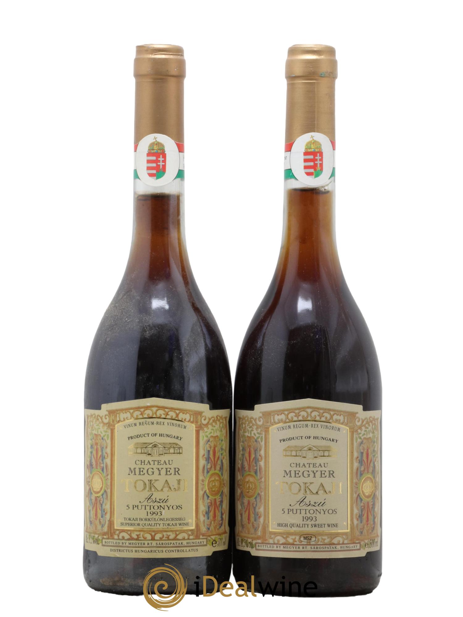 Tokaji Aszu 5 Puttonyos Château Megyer 1993 - Lotto di 2 formati 50cl - 0