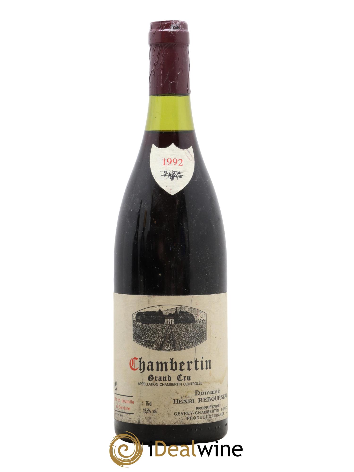 Chambertin Grand Cru Domaine Jean Rebourseau 1992 - Lot de 1 bouteille - 0