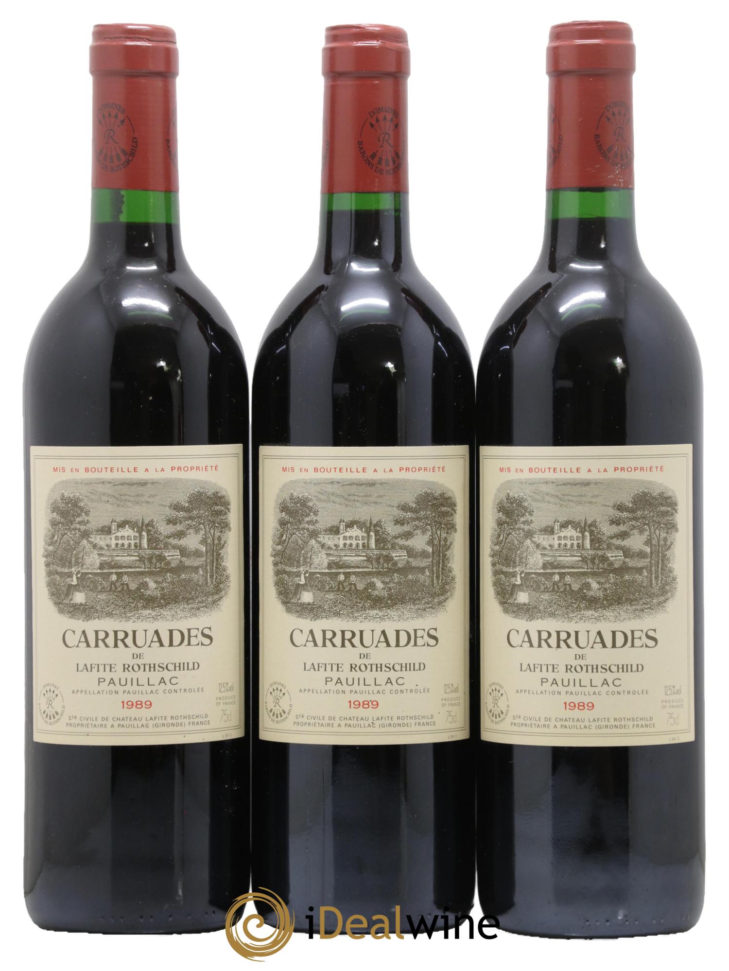 Carruades de Lafite Rothschild Second Vin 1989 - Lot de 3 bouteilles - 0