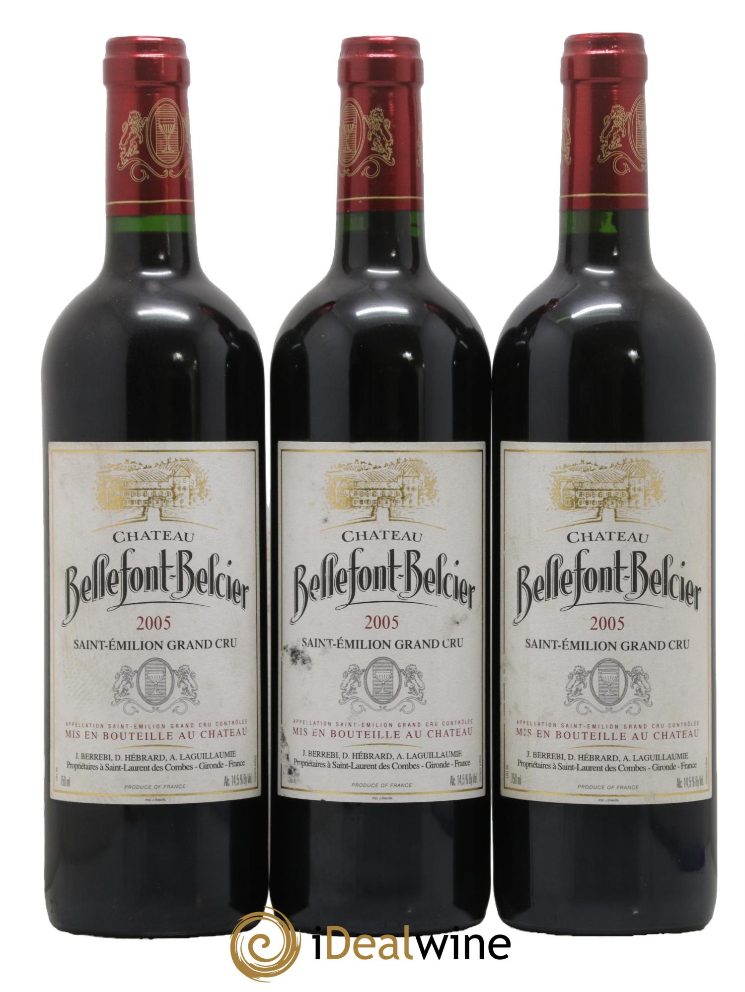 Château Bellefont-Belcier Grand Cru Classé 2005 - Lot of 3 bottles - 0