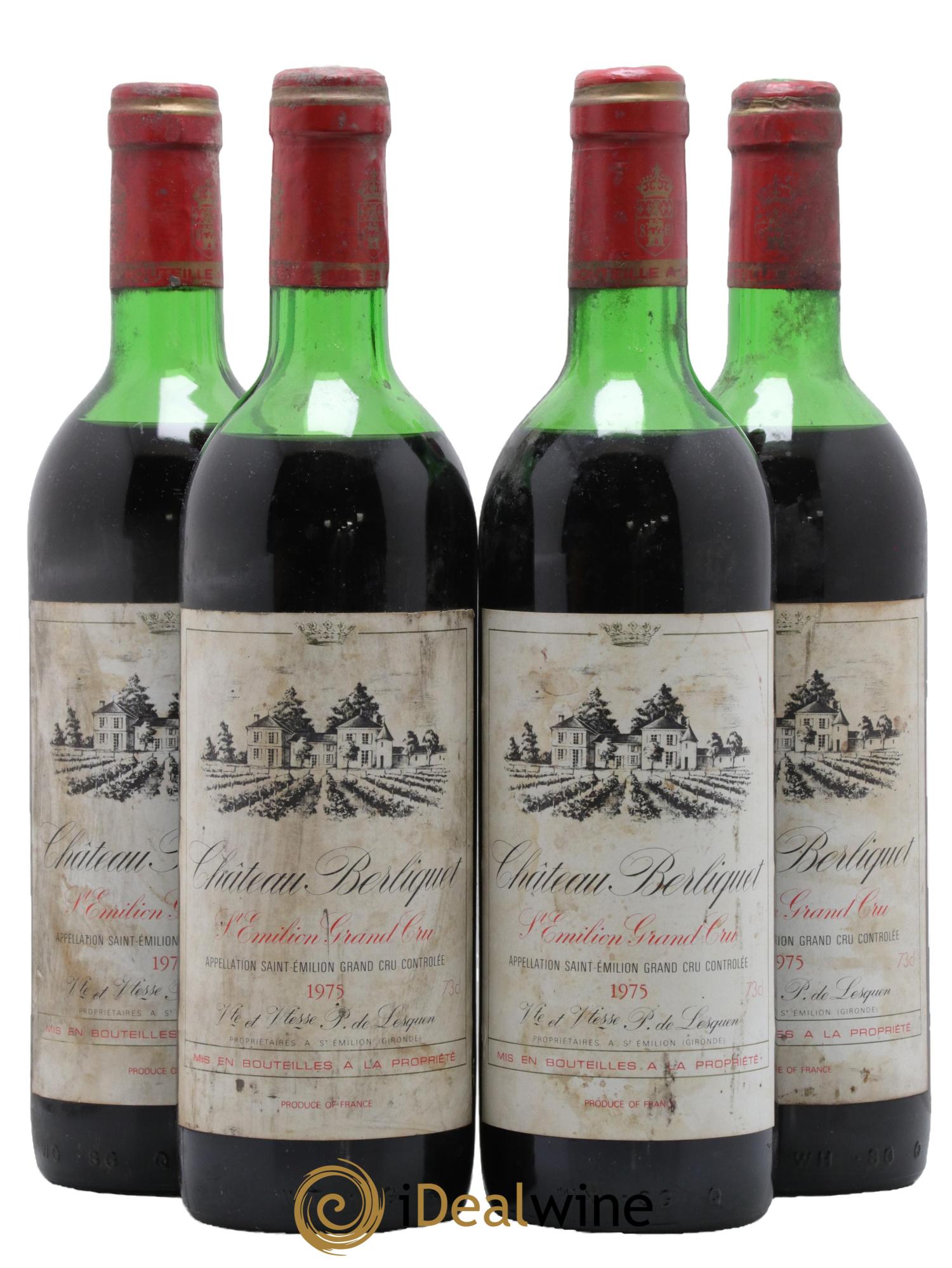 Château Berliquet Grand Cru Classé 1975 - Posten von 4 Flaschen - 0