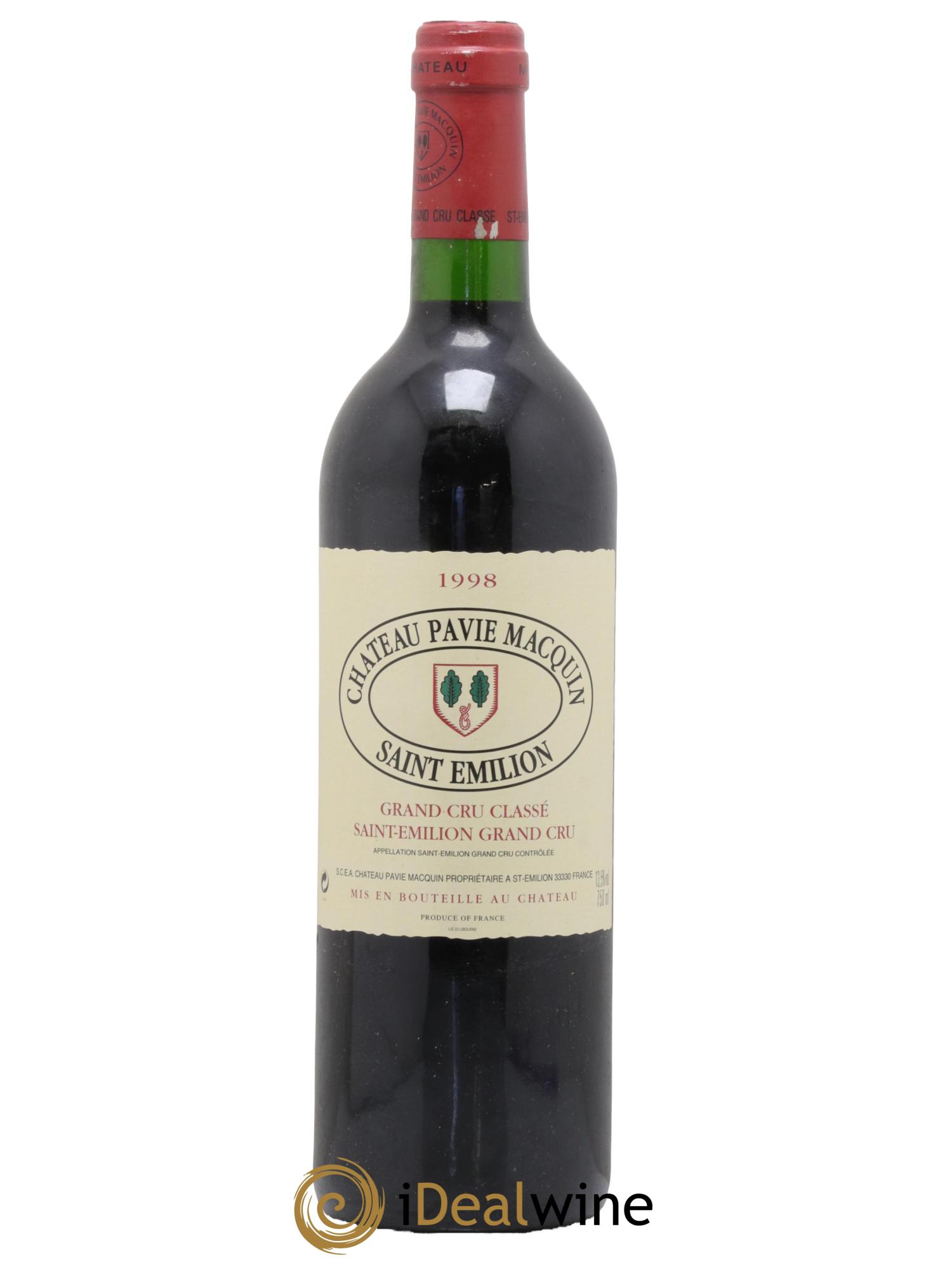 Château Pavie Macquin 1er Grand Cru Classé B 1998 - Lot de 1 bouteille - 0