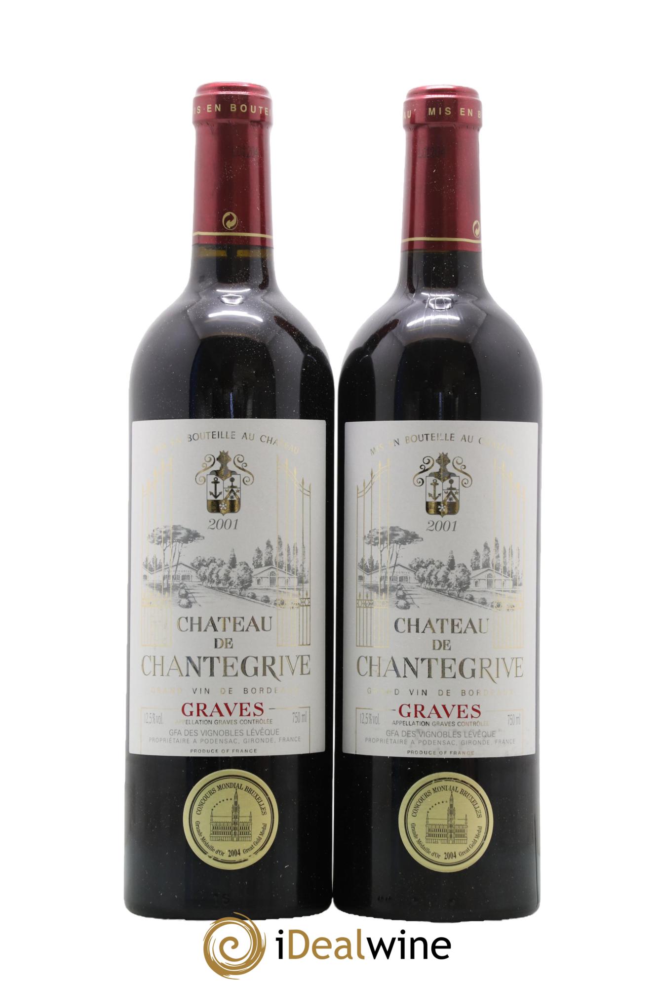 Château de Chantegrive 2001 - Lot of 2 bottles - 0