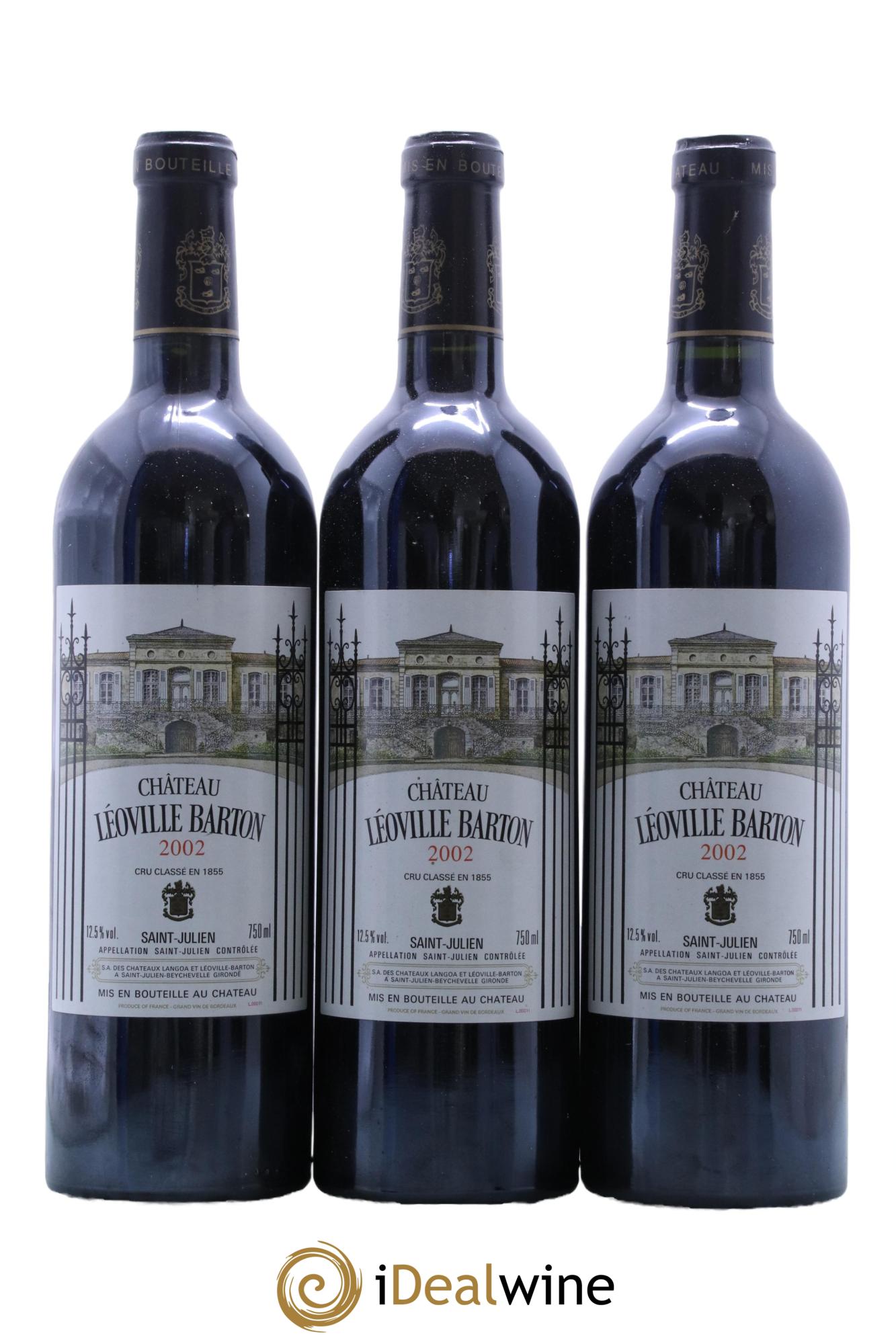 Château Léoville Barton 2ème Grand Cru Classé  2002 - Lot de 3 bouteilles - 0