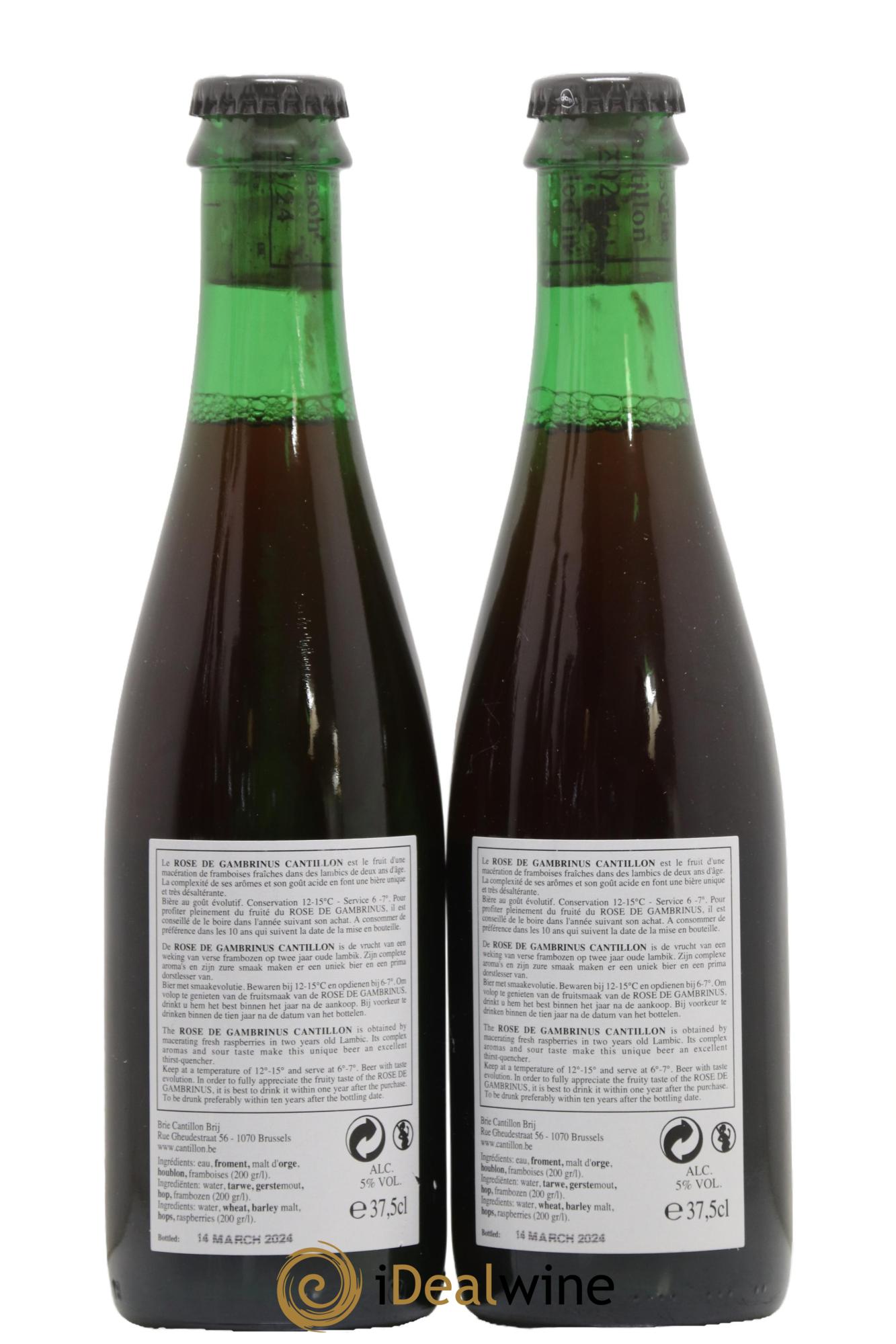 Bière Belgique Lambic Rose de Gambrinus Cantillon - Lot de 2 demi bouteilles - 1