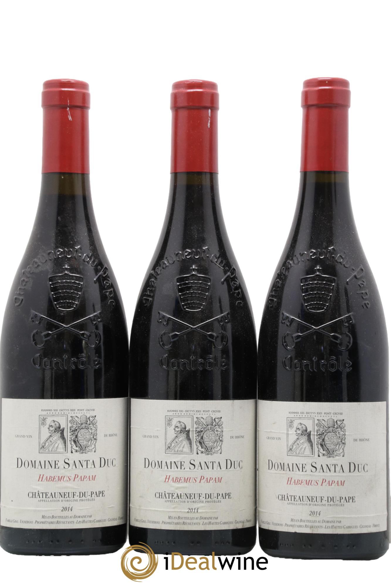 Châteauneuf-du-Pape Santa Duc (Domaine) Habemus Papam  Famille Gras 2014 - Lotto di 3 bottiglie - 0