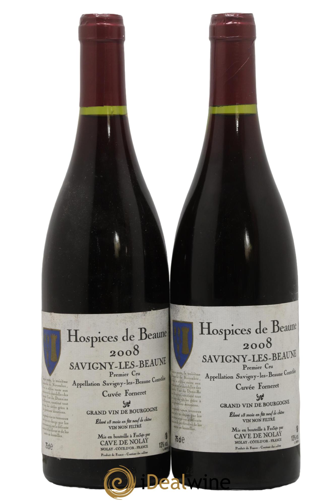 Savigny-lès-Beaune 1er Cru Hospices de Beaune Cuvée Forneret Cave de Nolay 2008 - Lot of 2 bottles - 0