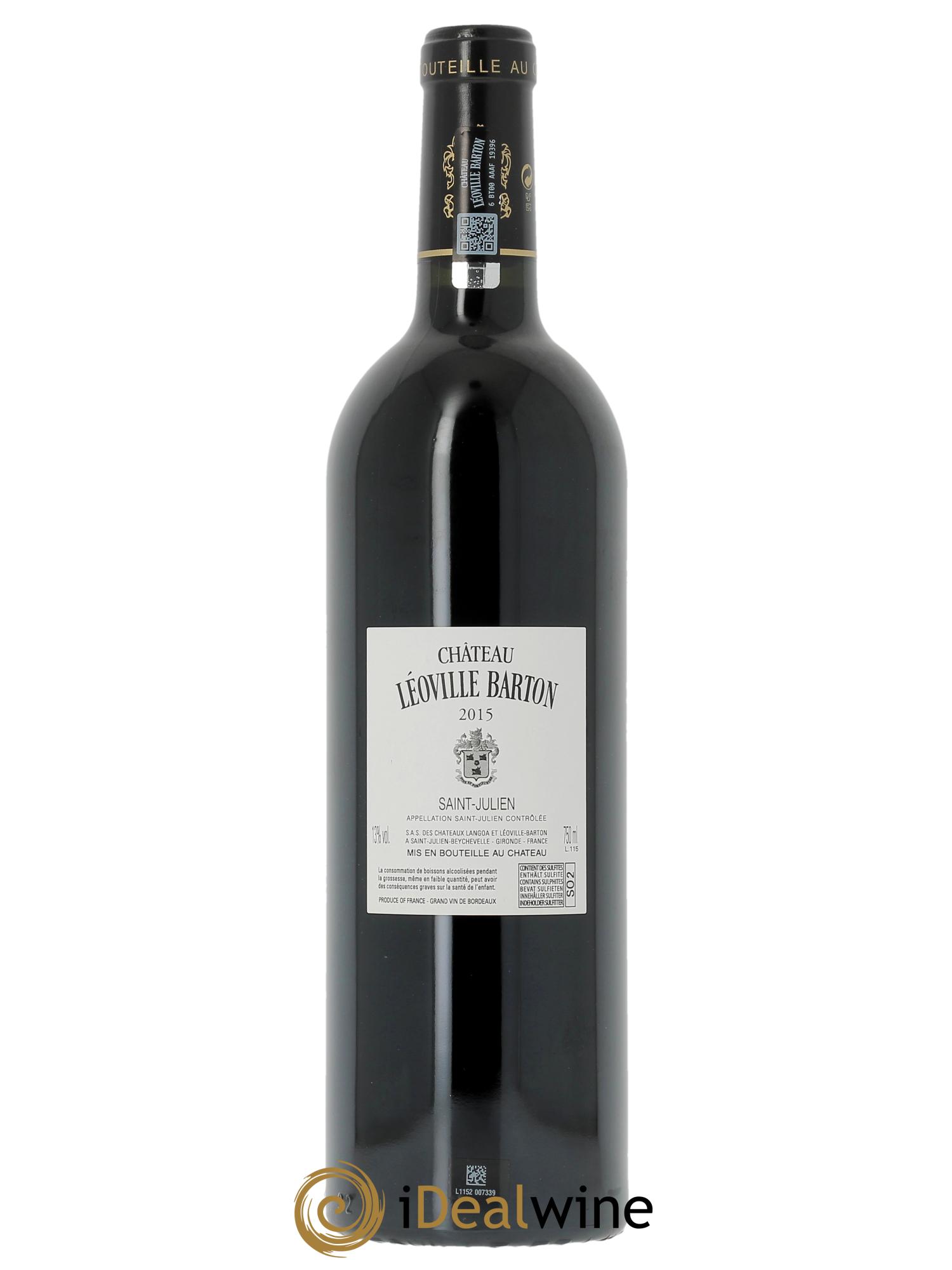 Château Léoville Barton 2ème Grand Cru Classé (CBO a partir de 3 bts) 2015 - Lot de 1 bouteille - 1