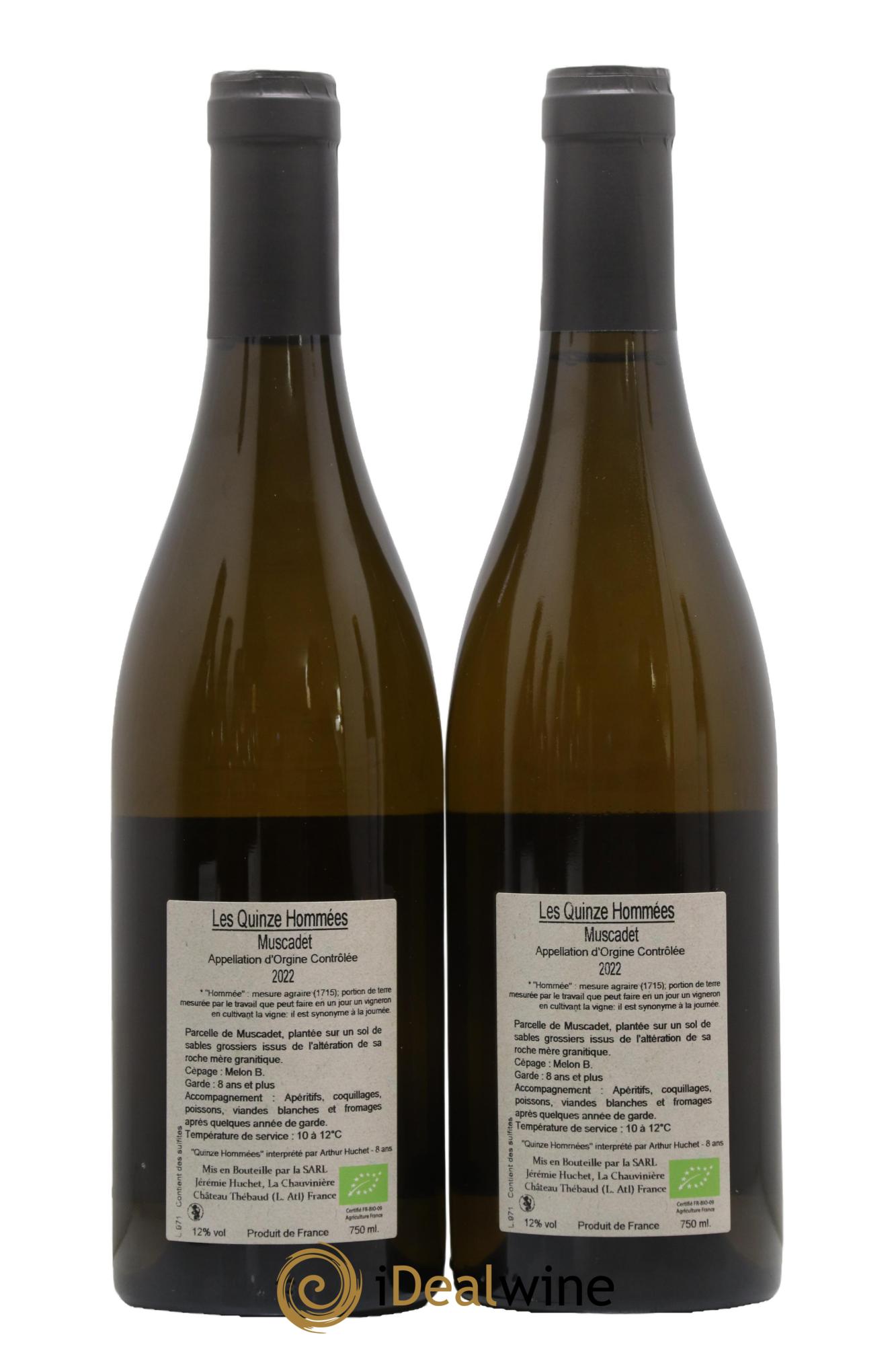 Muscadet Les Quinze Hommees Domaine de la Chauviniere 2022 - Lot of 2 bottles - 1