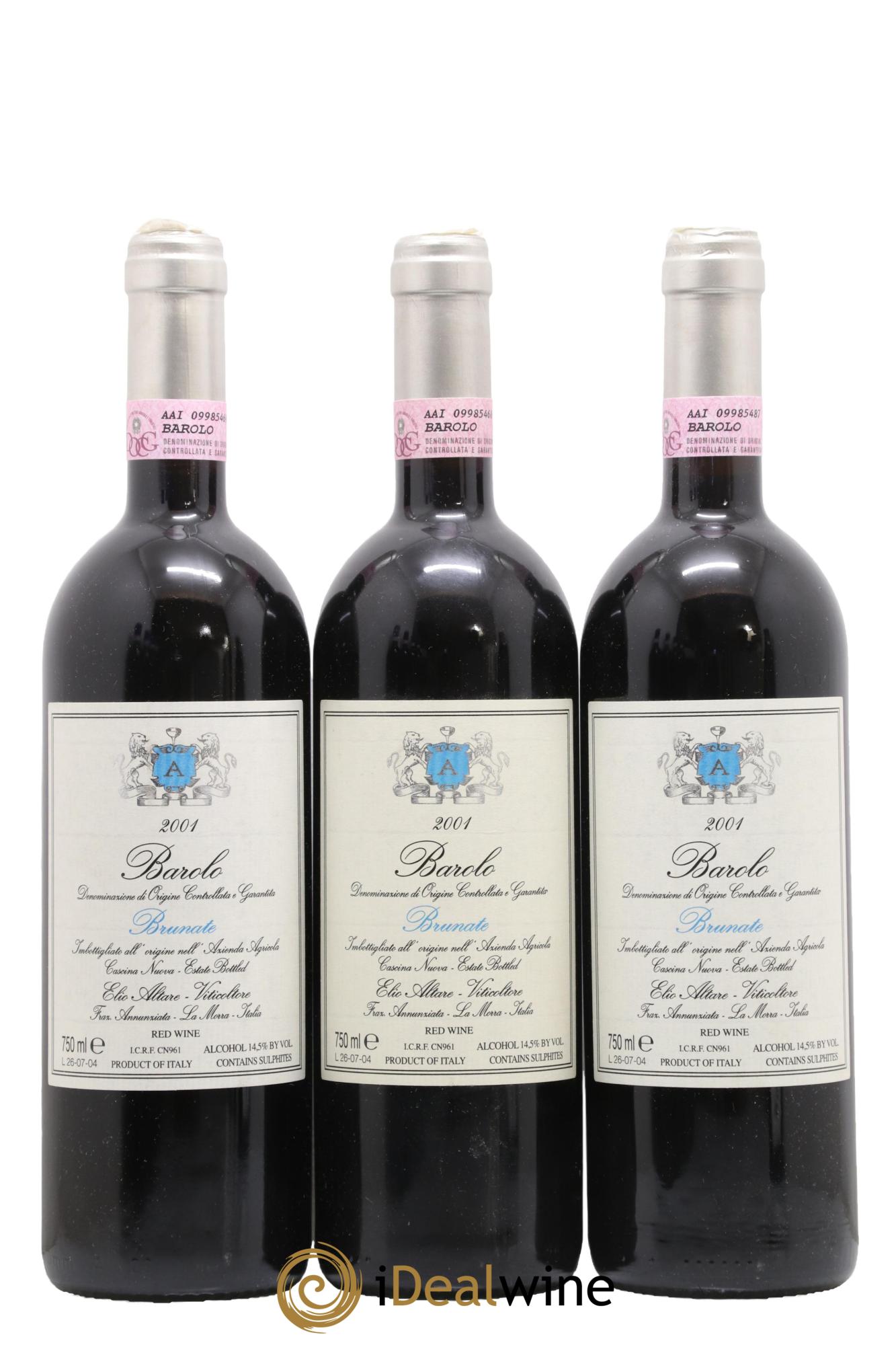 Barolo DOCG Brunate Elio Altare 2001 - Lot de 3 bouteilles - 0