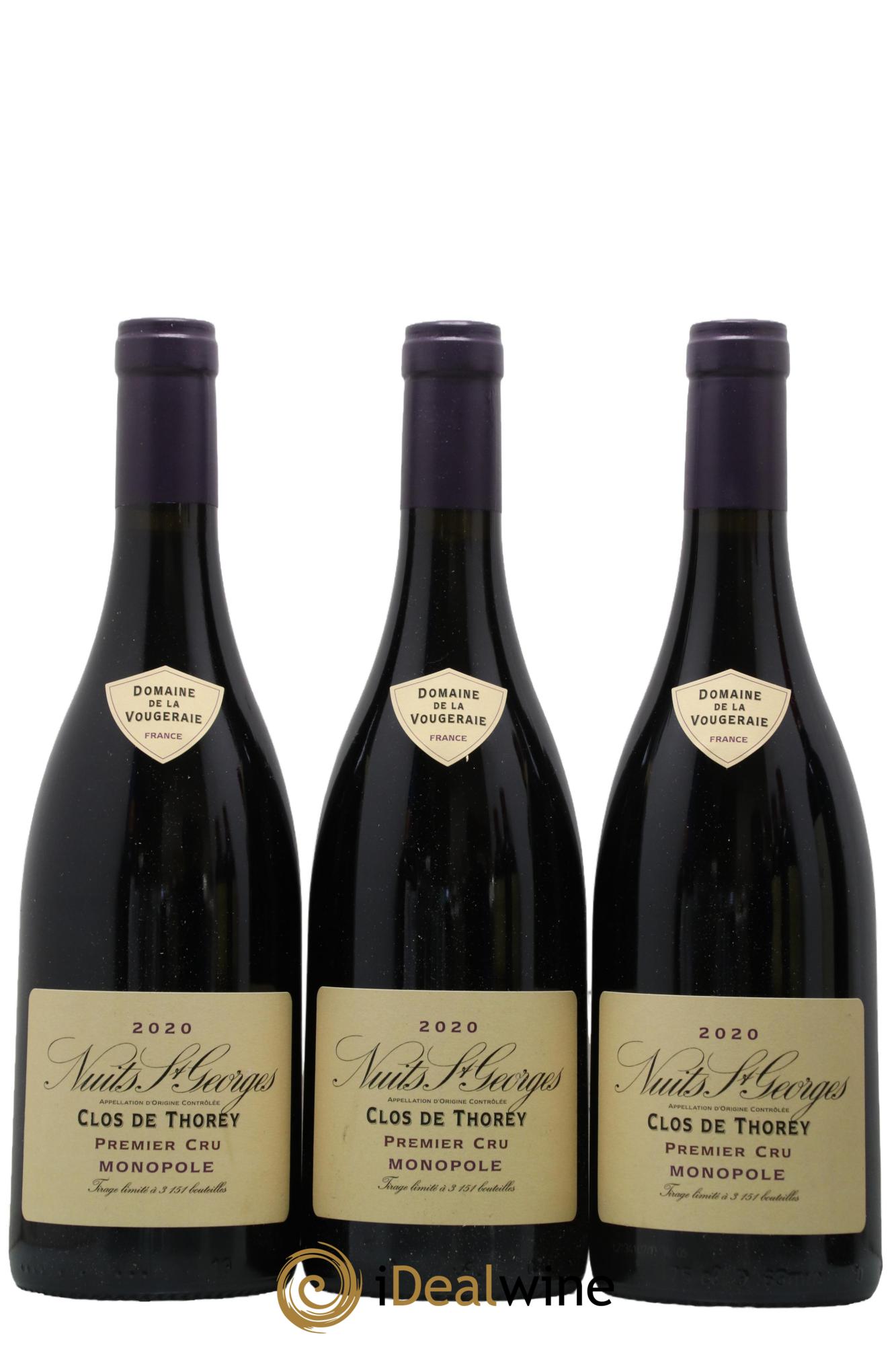 Nuits Saint-Georges 1er Cru Clos de Thorey La Vougeraie 2020 - Lot of 3 bottles - 0