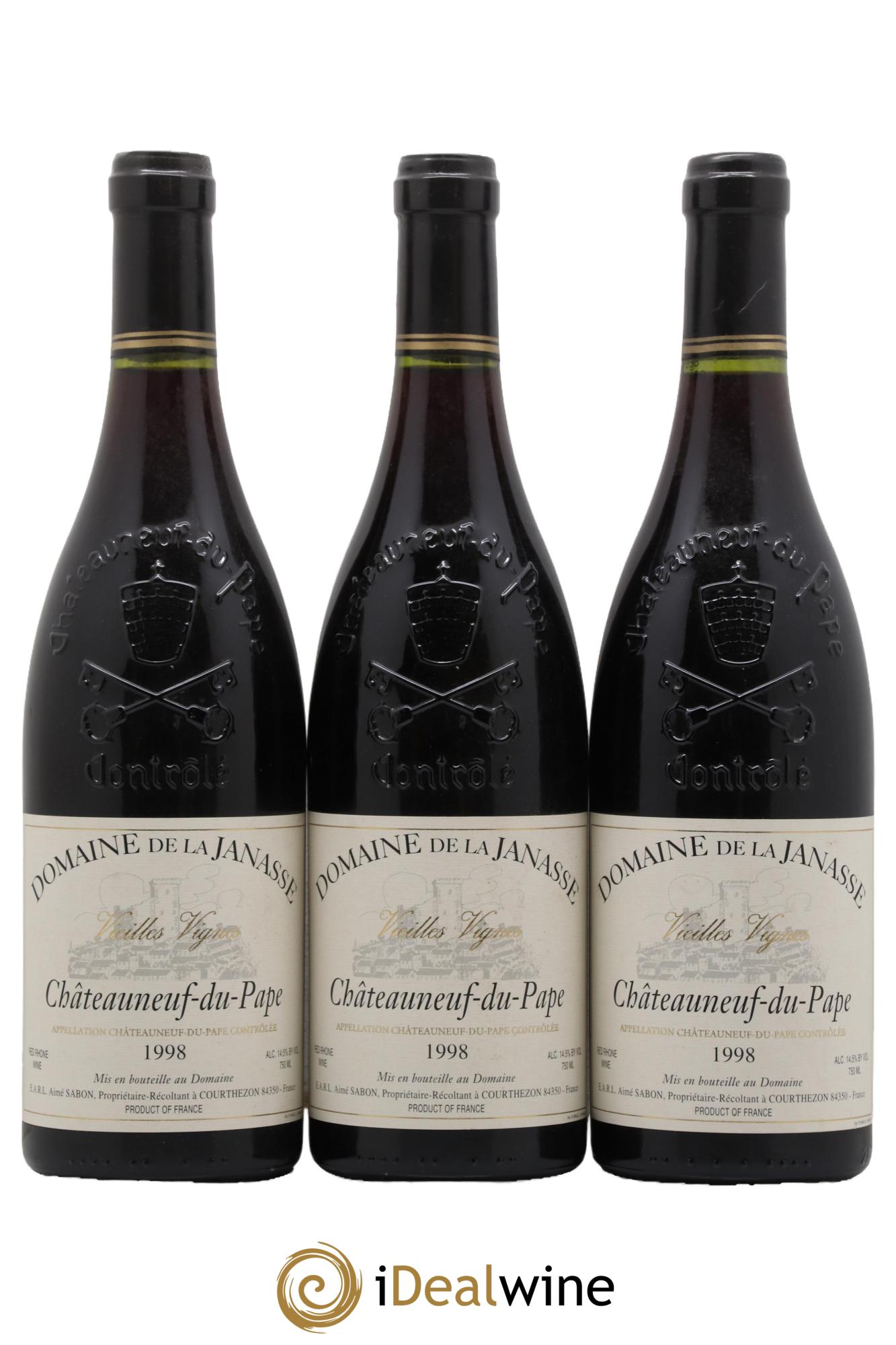 Châteauneuf-du-Pape Cuvée Vieilles Vignes La Janasse (Domaine de) 1998 - Lot of 3 bottles - 0