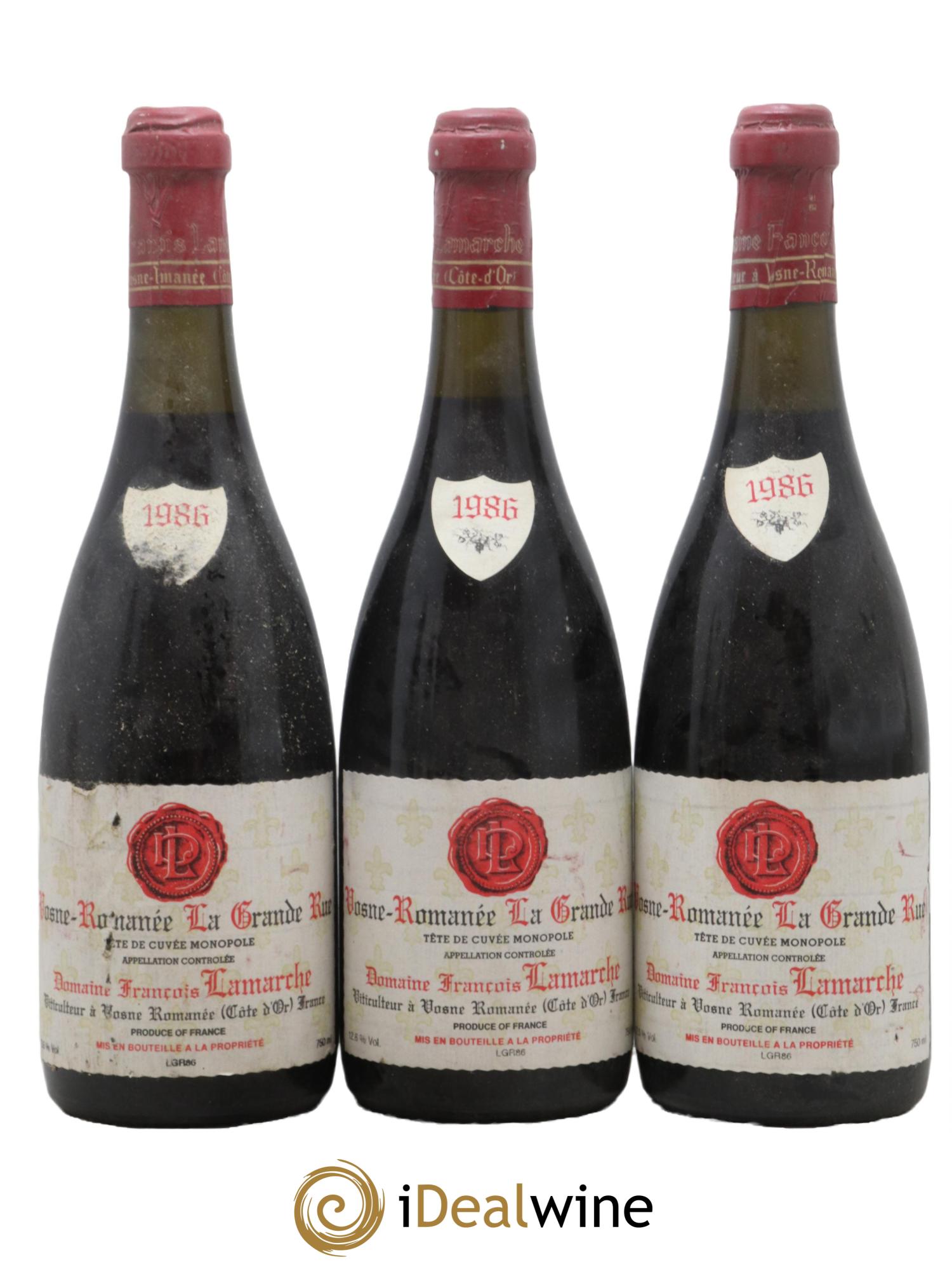 La Grande Rue Grand Cru Lamarche (Domaine) 1986 - Posten von 3 Flaschen - 0