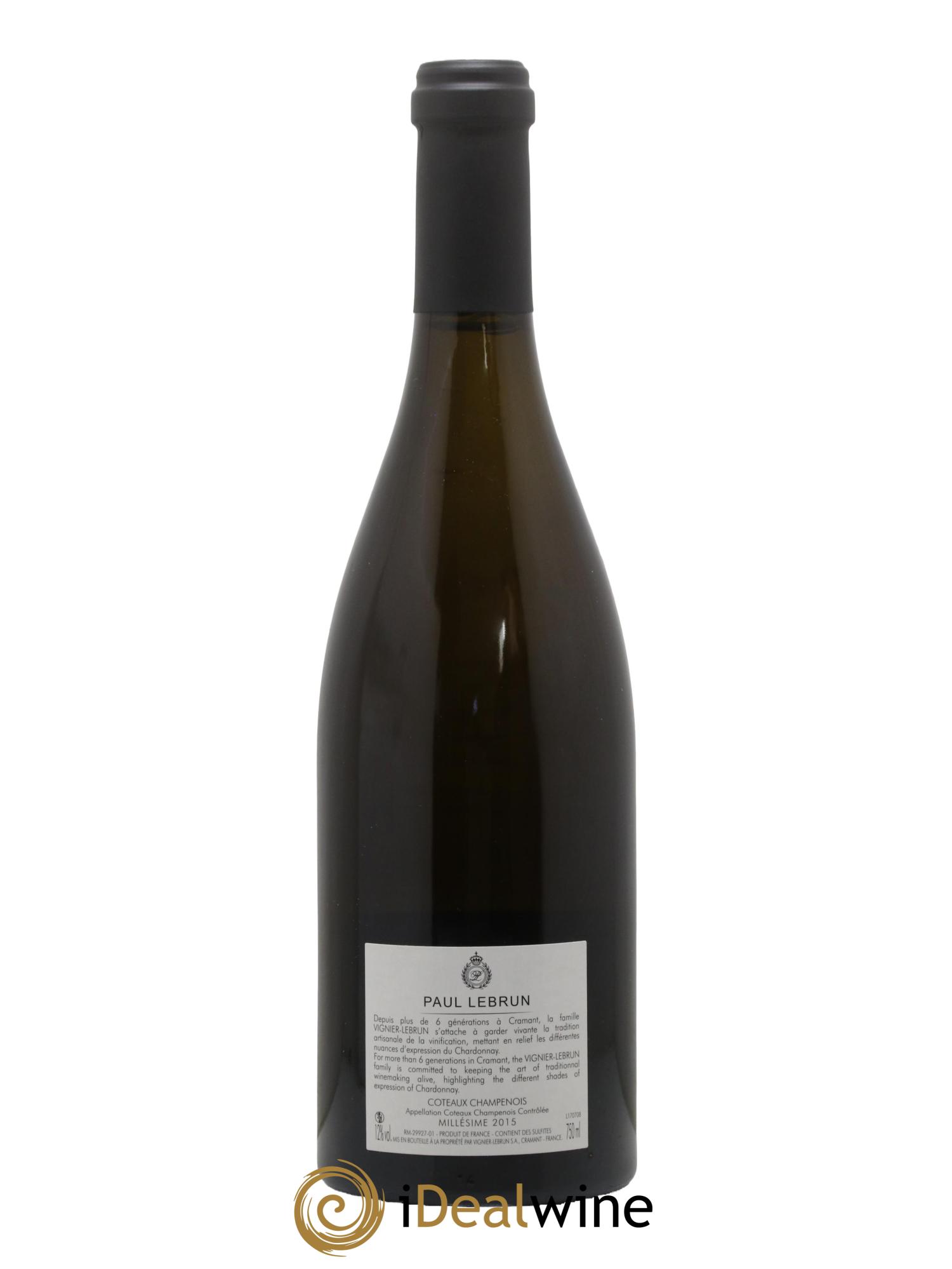 Coteaux Champenois Domaine Paul Lebrun 2015 - Lot de 1 bouteille - 1